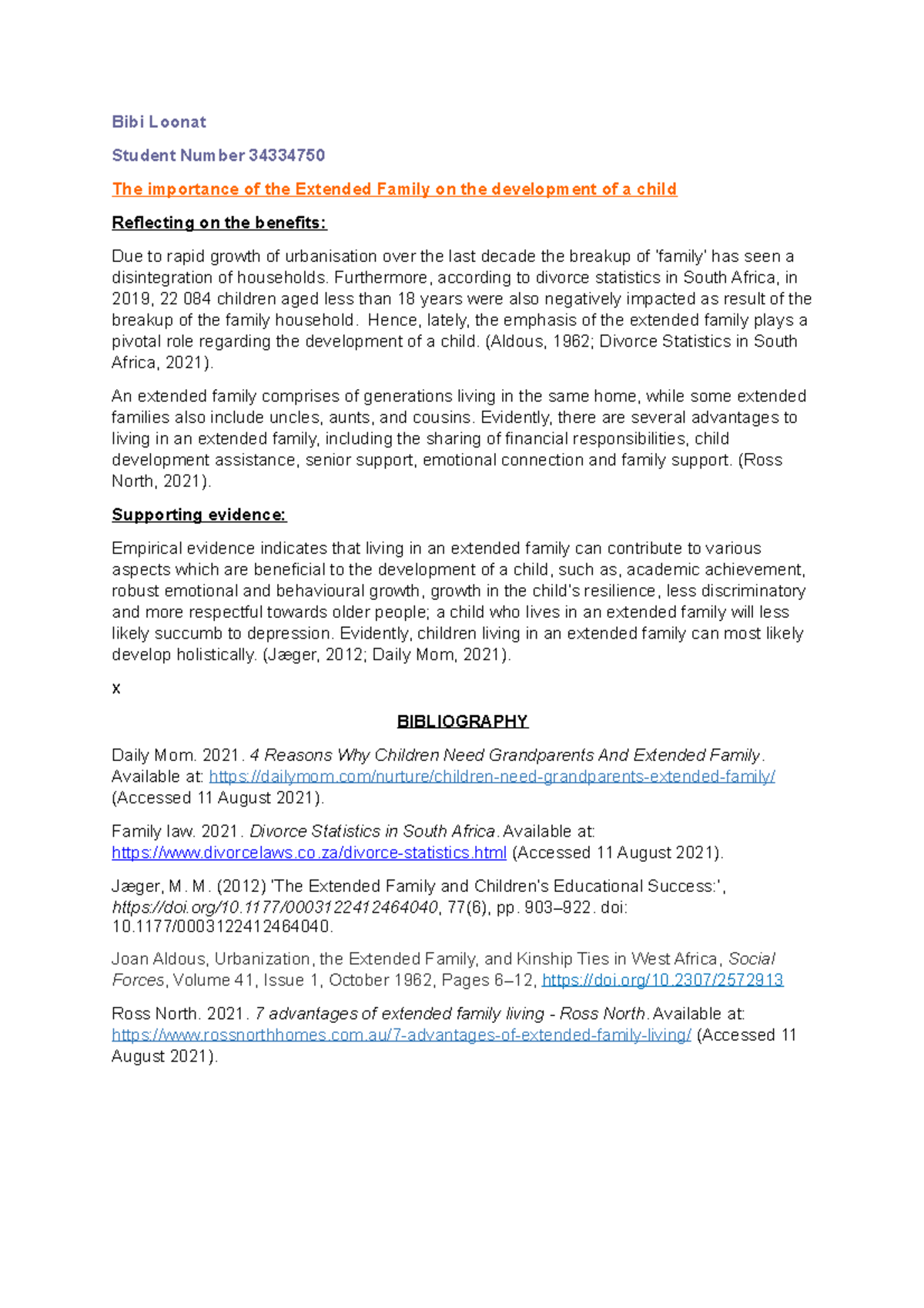 The Impact of Extended Family on Child Development: A Study - Studocu