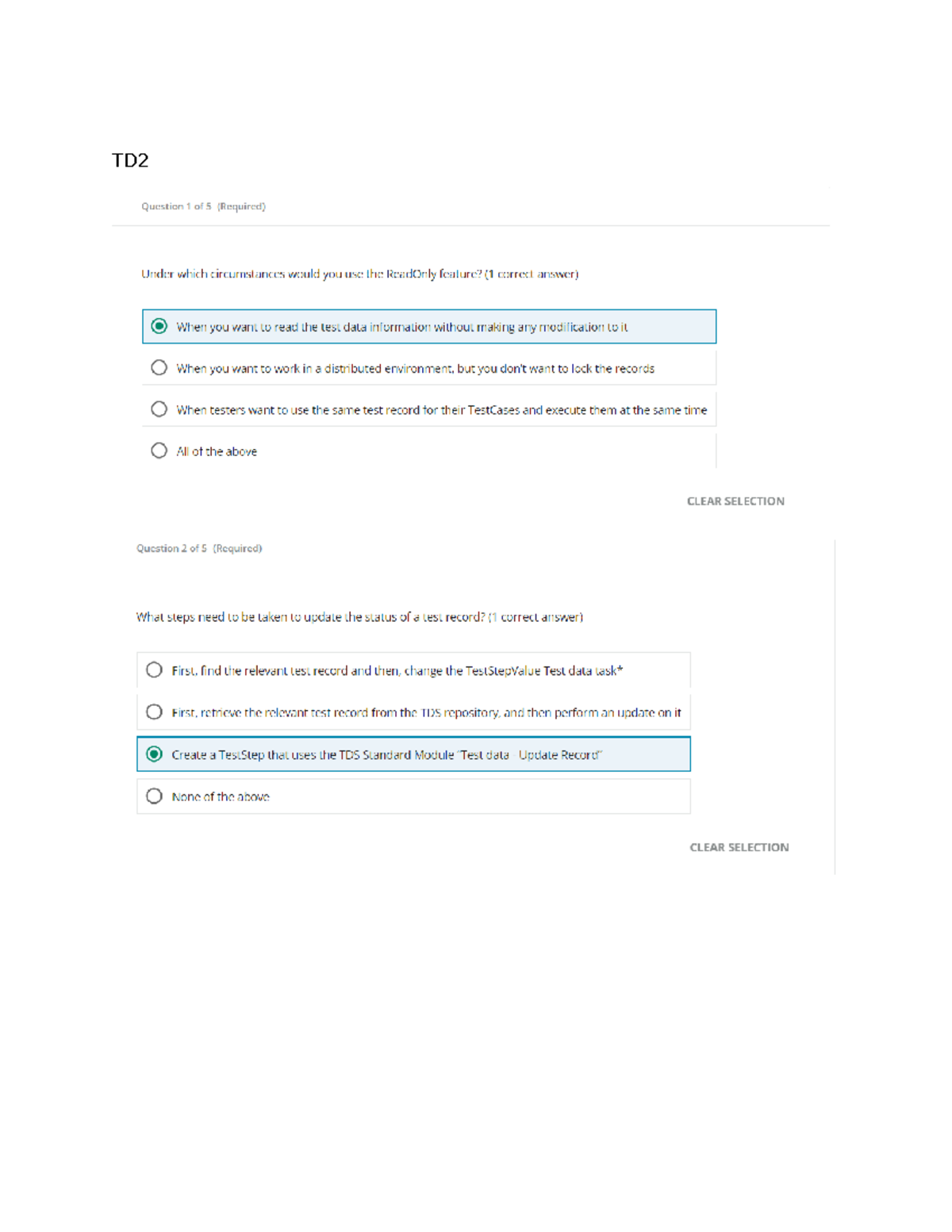 TDS2 - Test Data Scenarios and ReadOnly Feature Exam Notes - Studocu