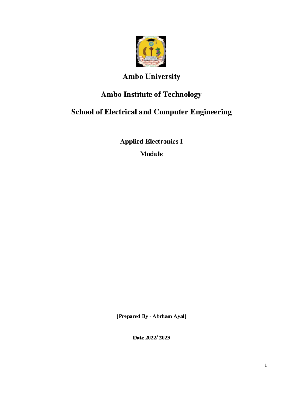 Applied Electronics I - Revision Module 1 Notes - Studocu