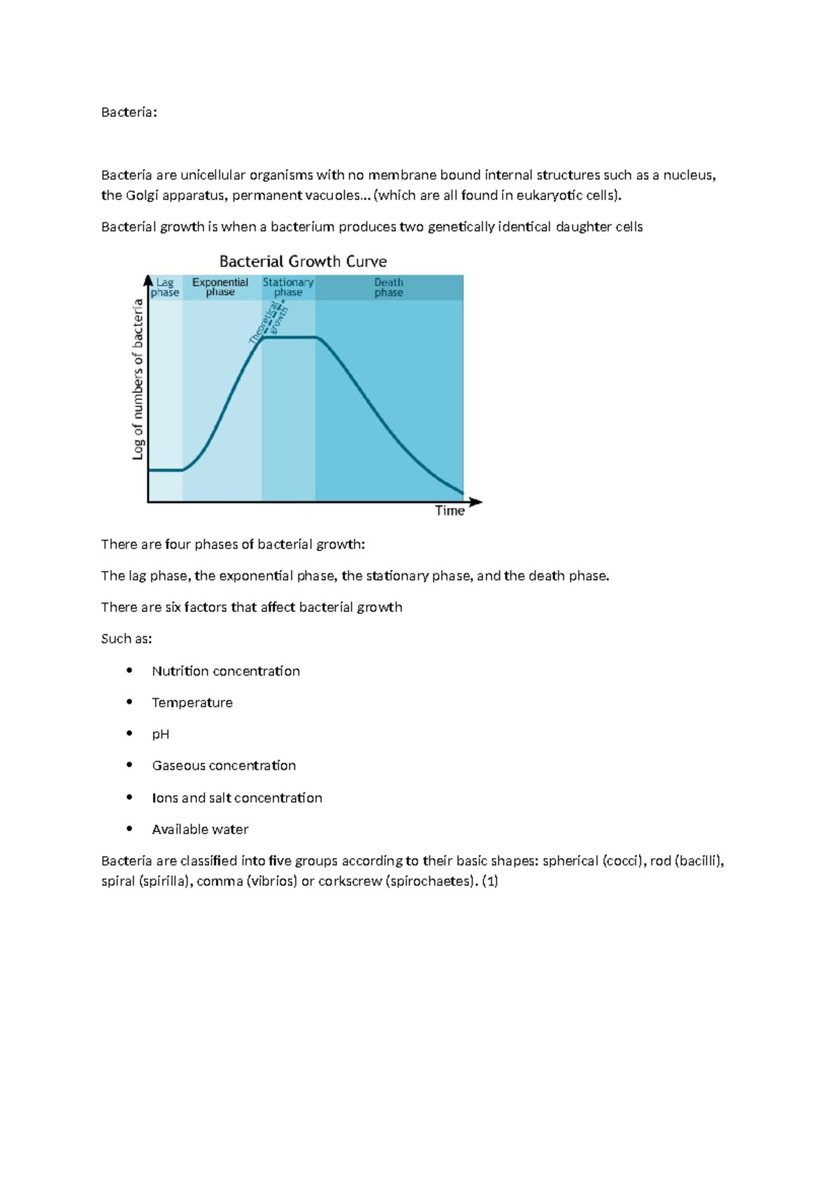 Coursework - Overview of Bacteria, Their Growth & Classification - Studocu
