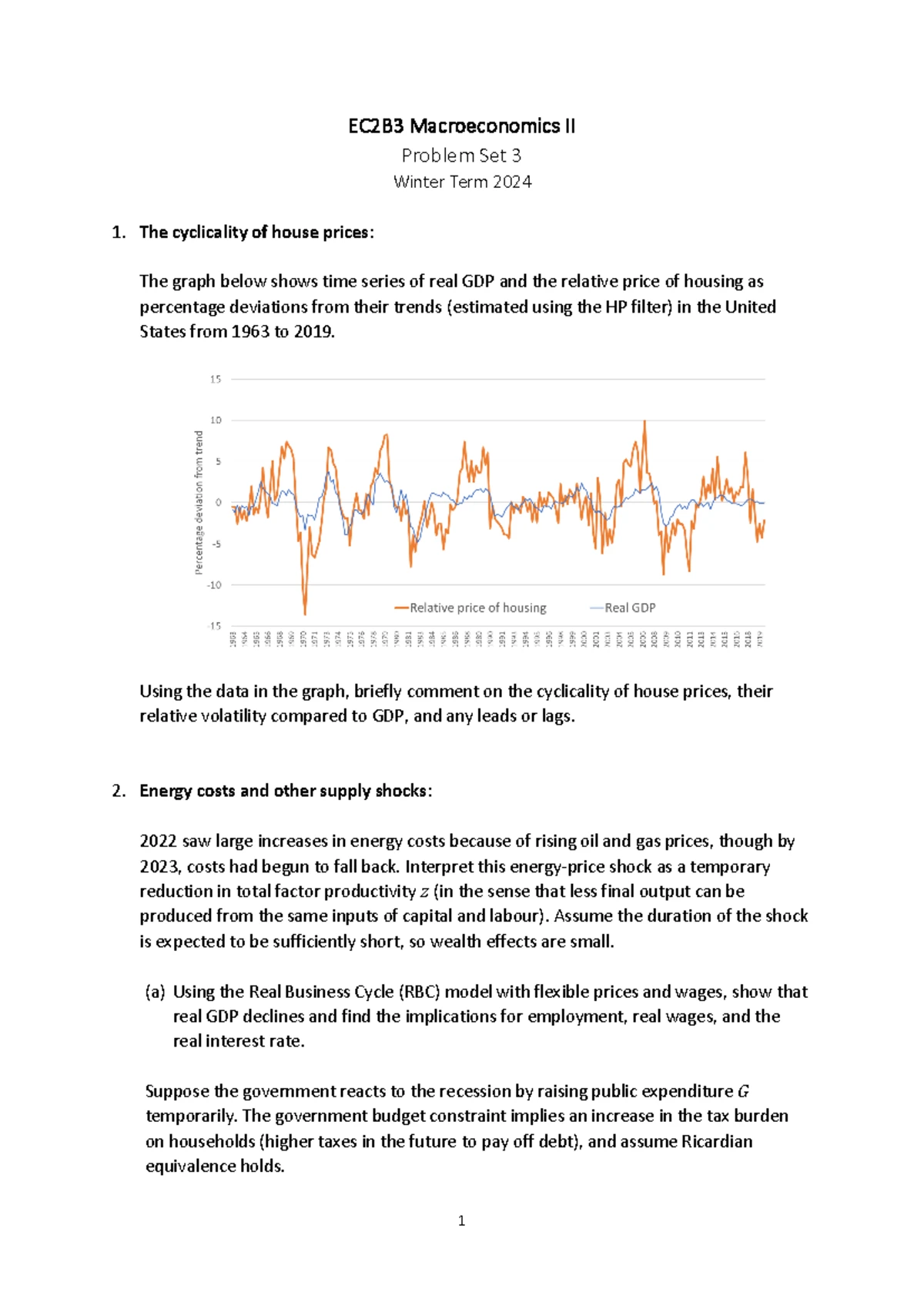 EC2B3 Macroeconomics II Problem Set 1 notes for winter term 2024 - Studocu