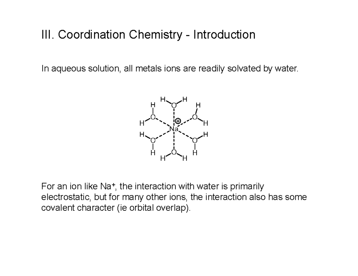 Coordination Chemistry Overview: Key Concepts and Geometries - Studocu