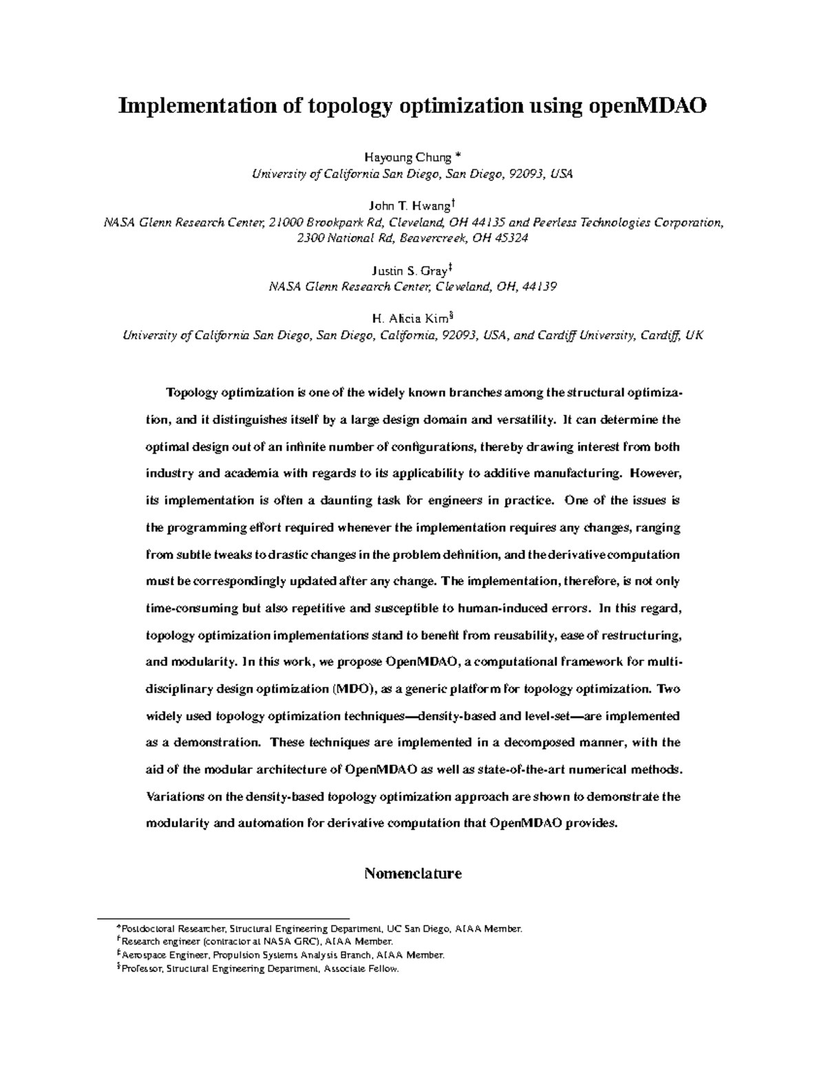 Implementation of Topology Optimization via OpenMDAO (ENGR 4467) - Studocu
