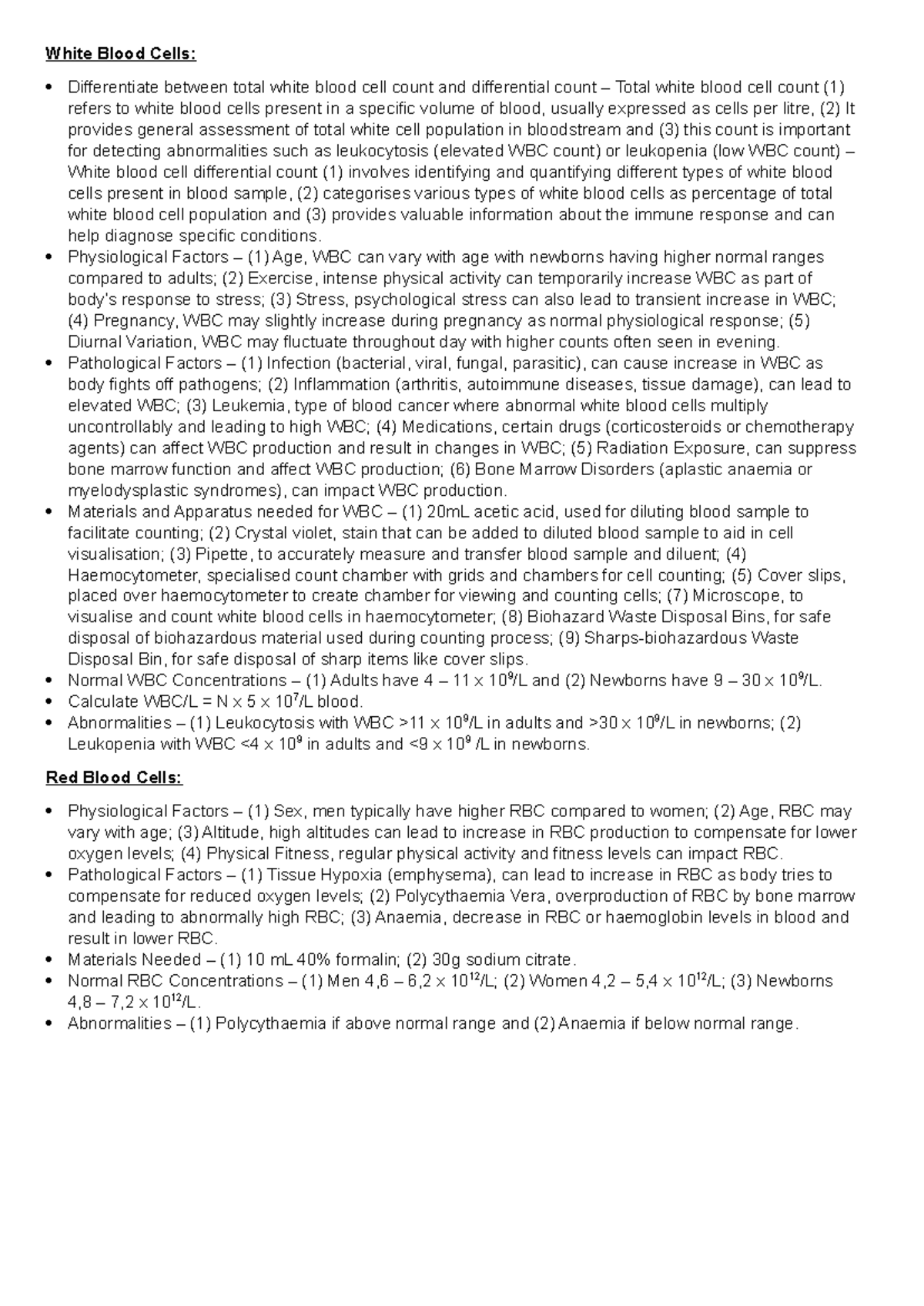 WBC Count and Analysis Practical - Key Concepts and Factors - Studocu