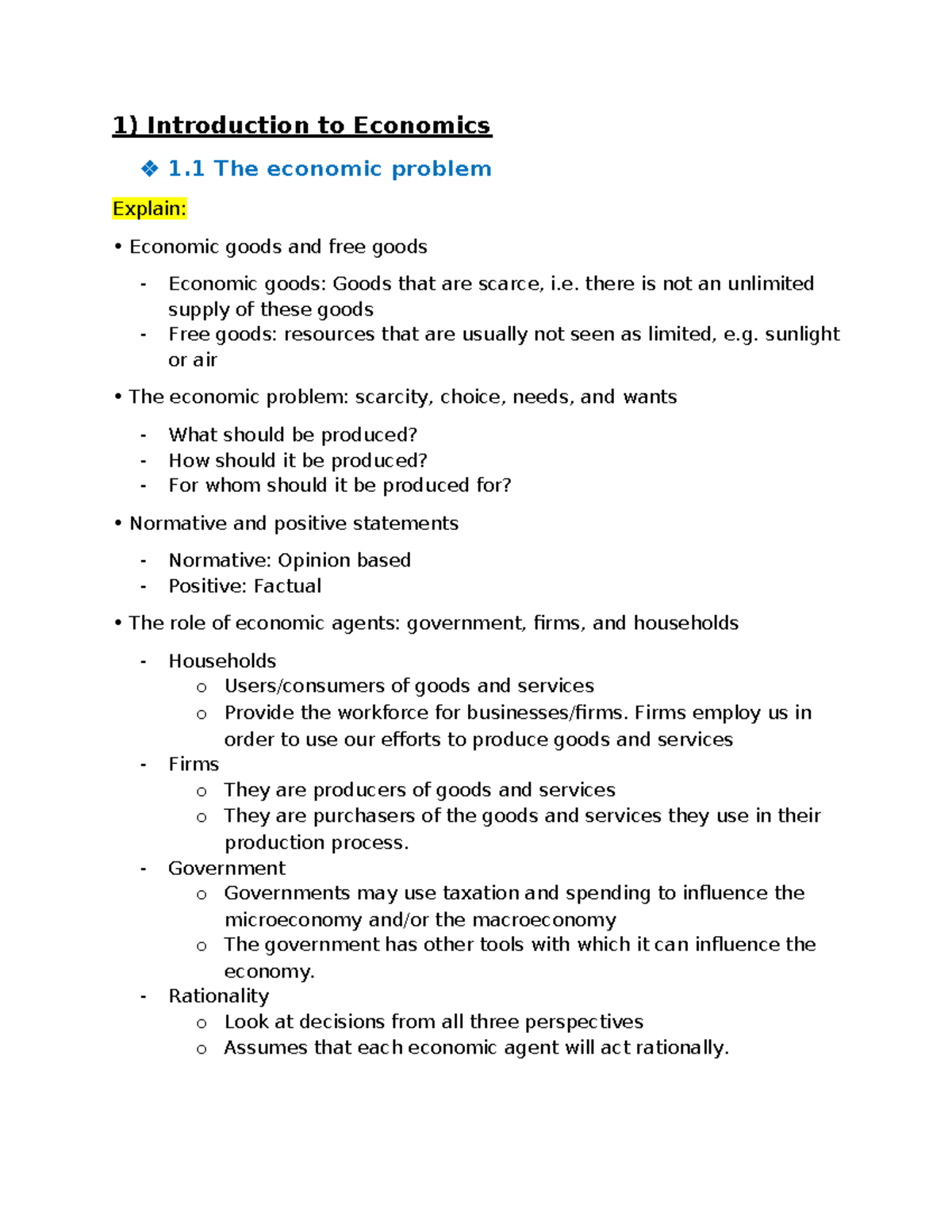 Microeconomics Revision Notes (ECO101) - Studocu