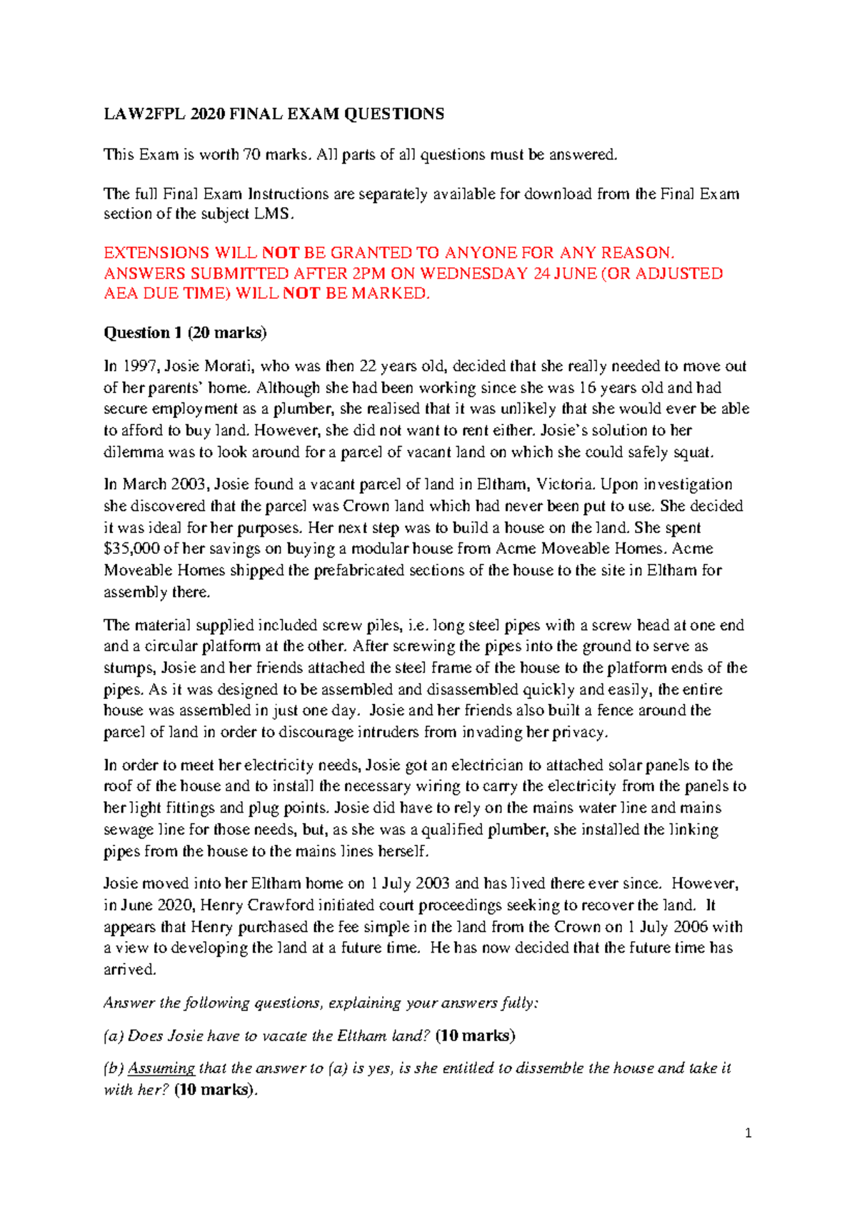 LAW2FPL 2020 FINAL EXAM QUESTIONS & ANSWERS GUIDE - Studocu
