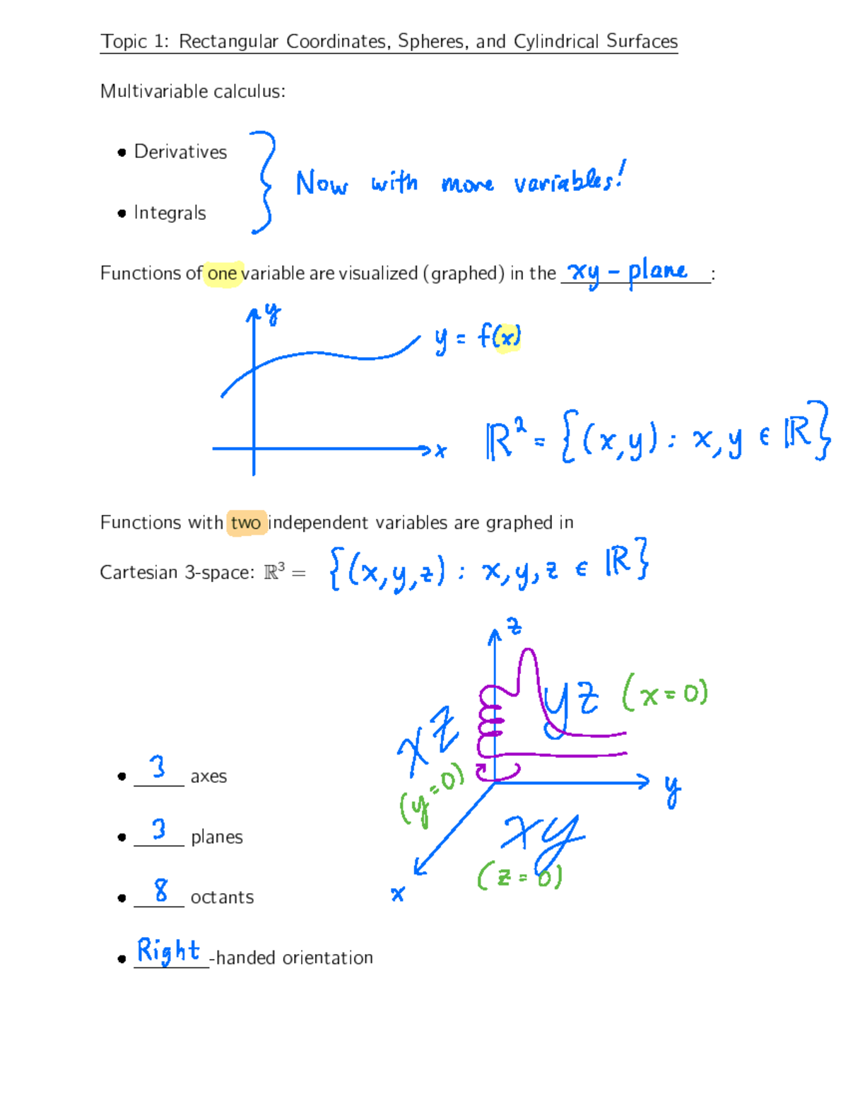 Fa25 200 Topic 01: Understanding Rectangular Coordinates and Surfaces ...