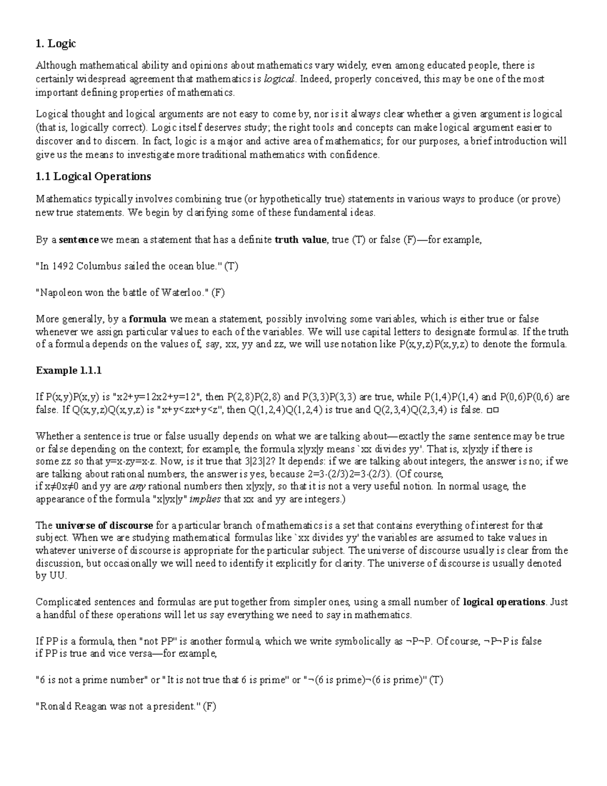 Math 101 - Logic and Set Theory Lecture Notes - Studocu