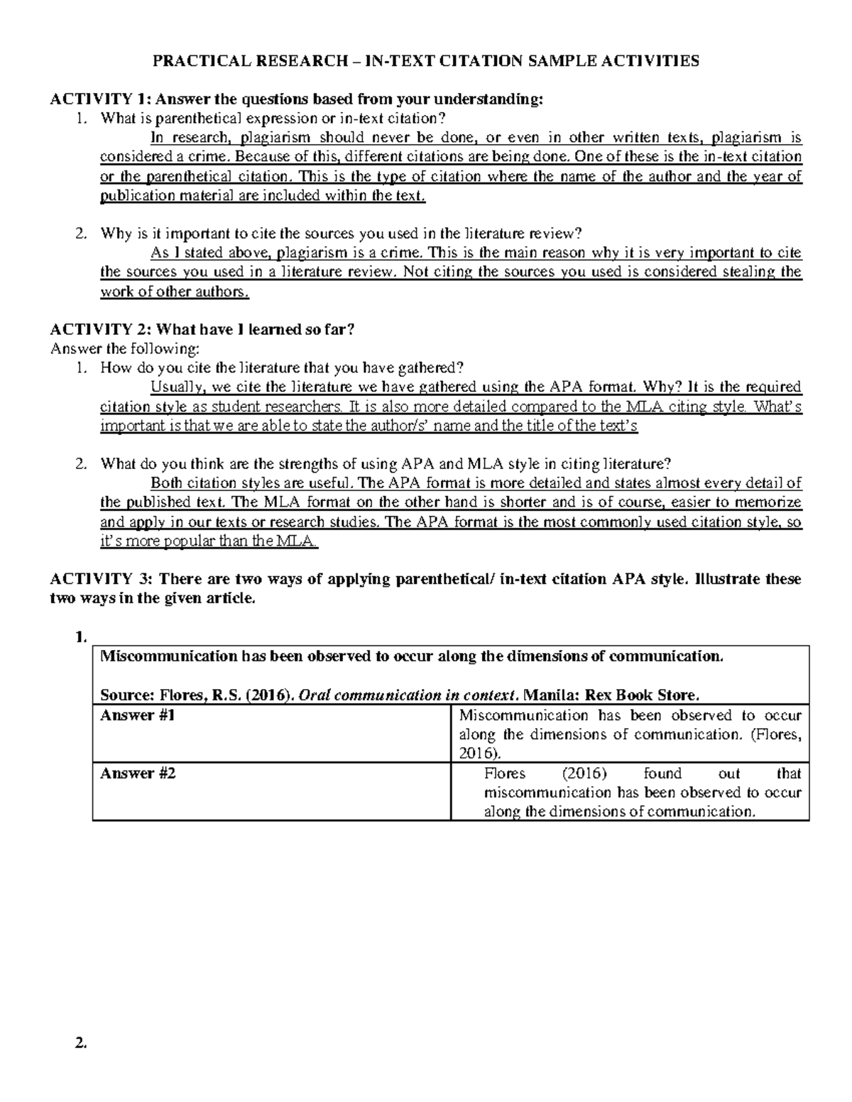 Practical Research – In-Text Citation Sample Activities - Studocu