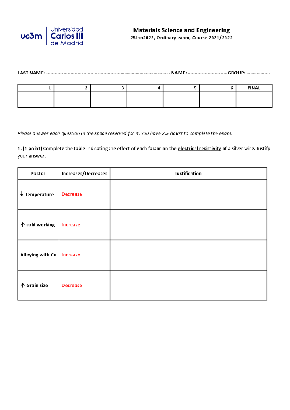 Materials Science and Engineering 25Jan2022, Final Exam Review - Studocu