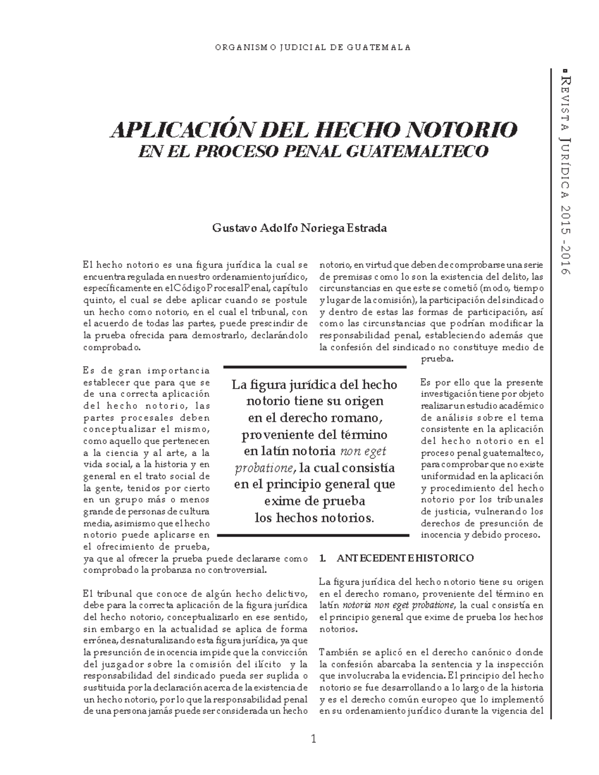 Appl. del Hecho Notorio en el Proceso Penal Guatemalteco - 2015-2016 ...
