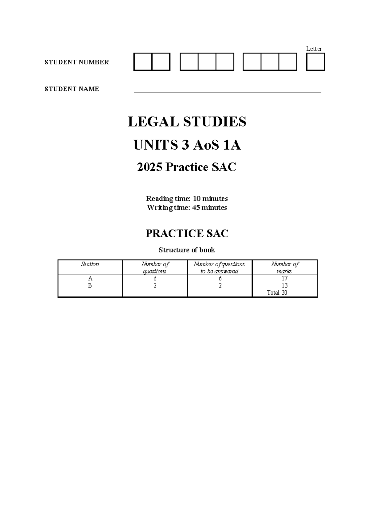2025 U3O1 Legal Studies Practice SAC - Victim Rights & Stalking - Studocu