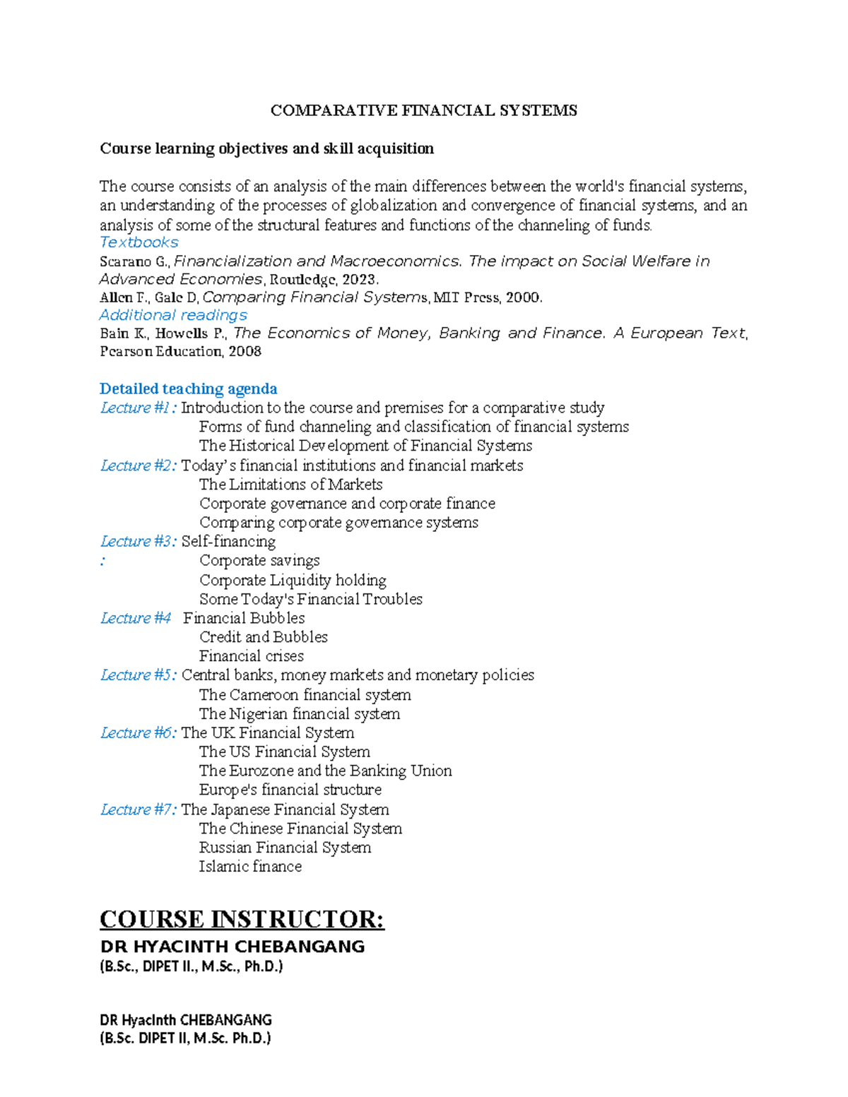 Comparative Financial Systems (CFS) - Course Overview and Key Concepts ...
