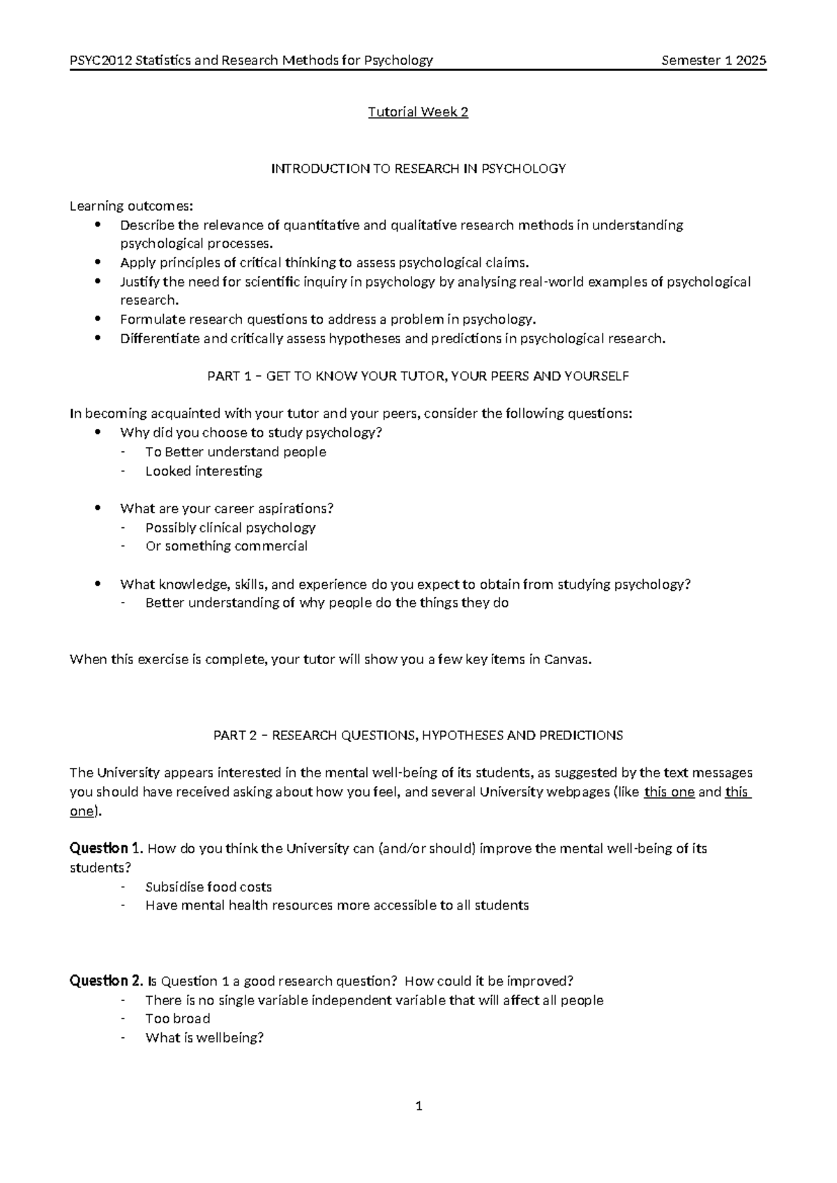 PSYC2012 Tutorial Week 2 2025 - PSYC2012 Statistics and Research ...