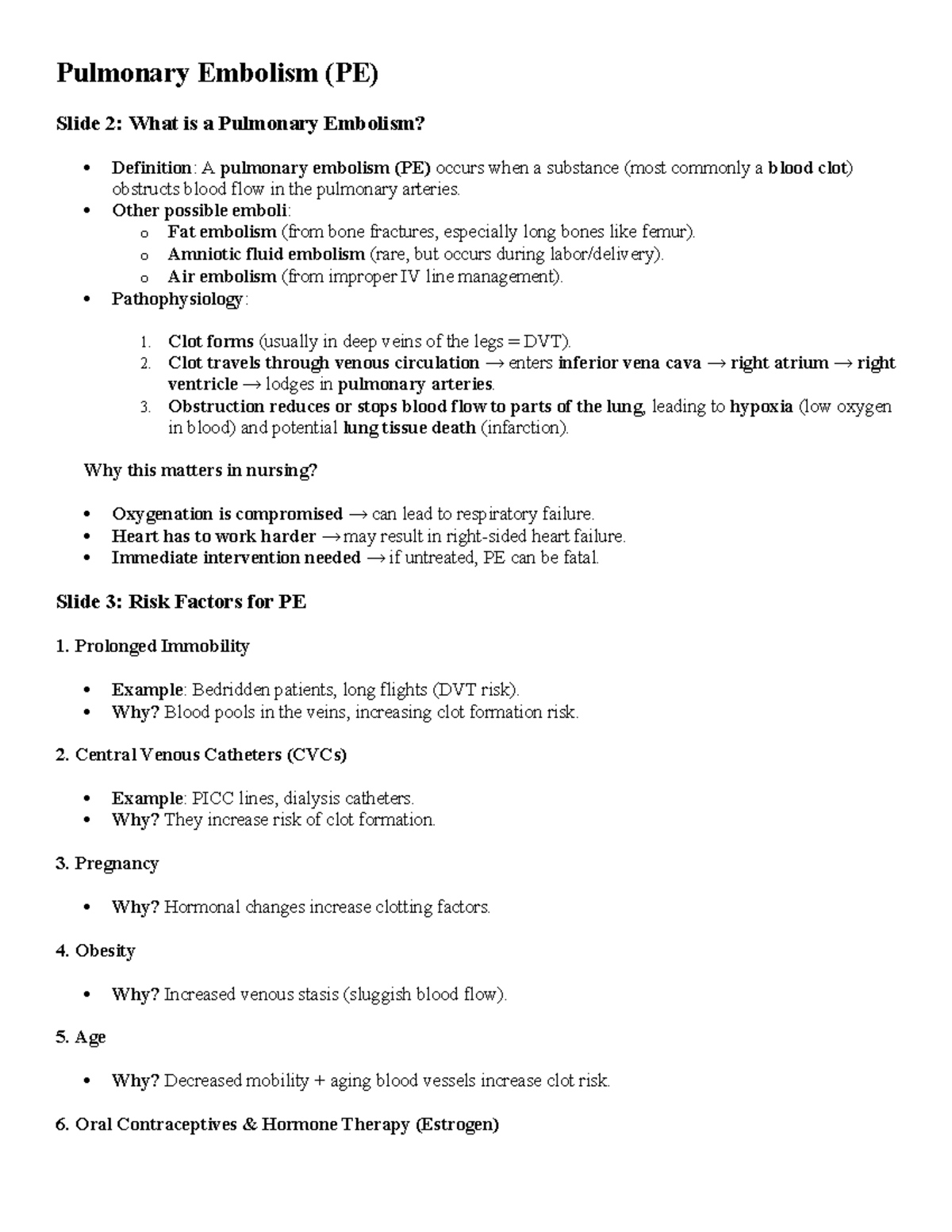 Pulmonary Embolism (PE) Overview and Nursing Priorities: Key Insights ...