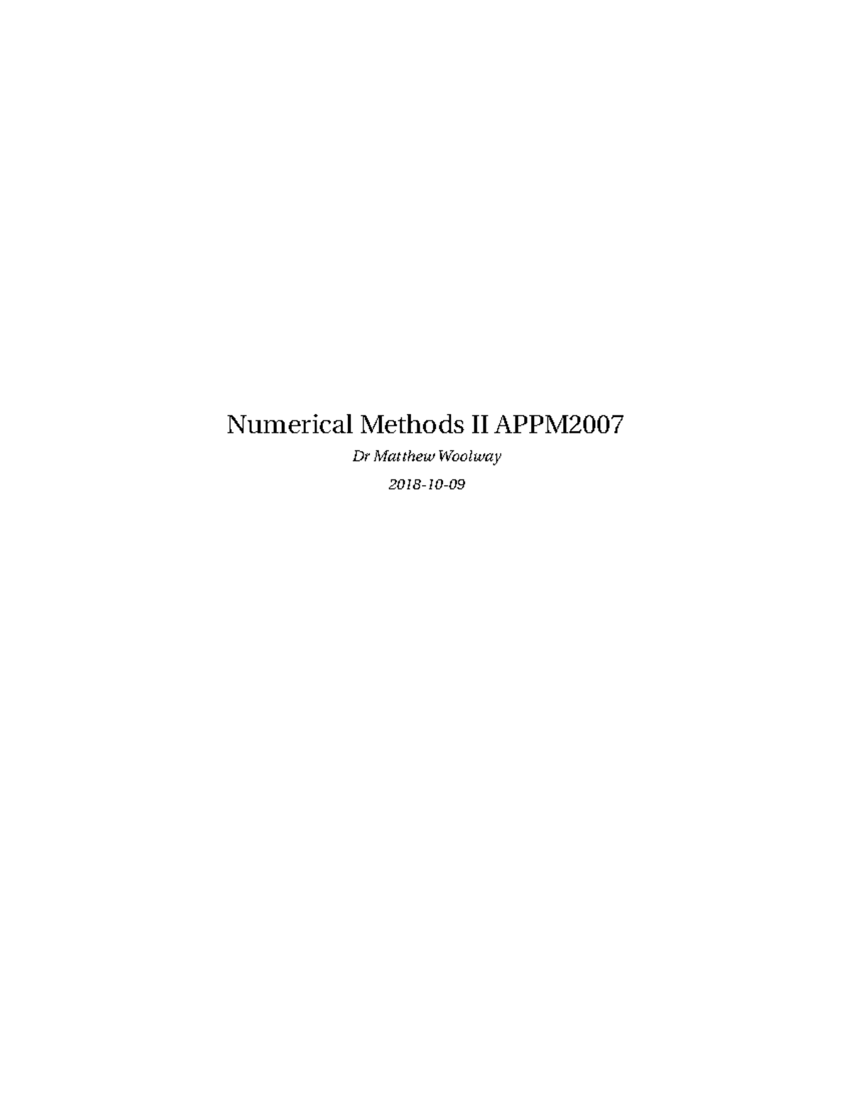 Numerical Methods II APPM Lecture Notes: Key Concepts & Techniques ...