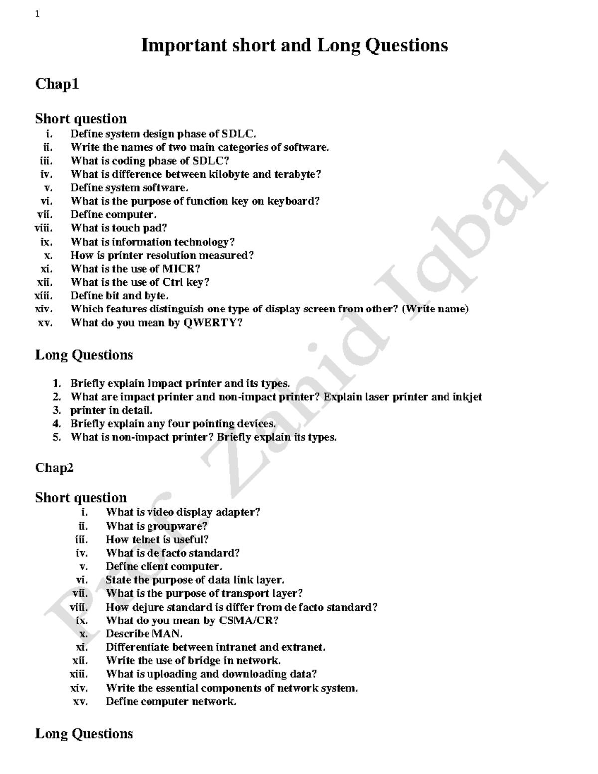 Important short+long question for 1st year - Important short and Long ...