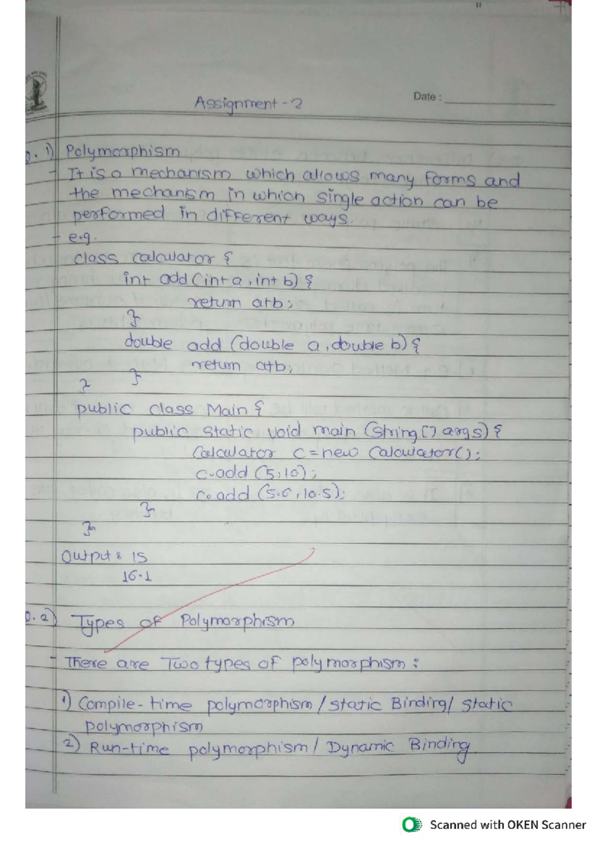 OOP Assignment 2: Understanding Polymorphism and Method Overriding ...