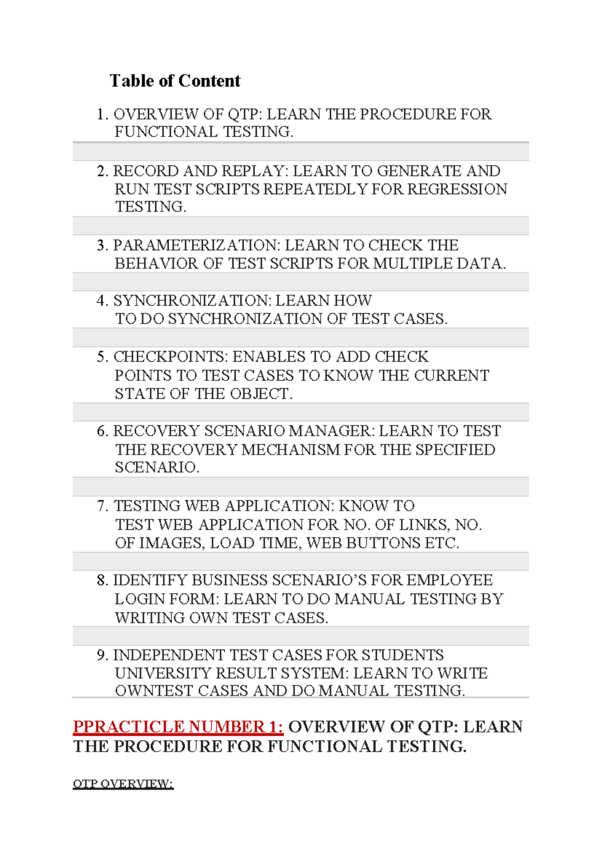 QTP Practical File: Functional Testing Procedures and Scenarios - Studocu