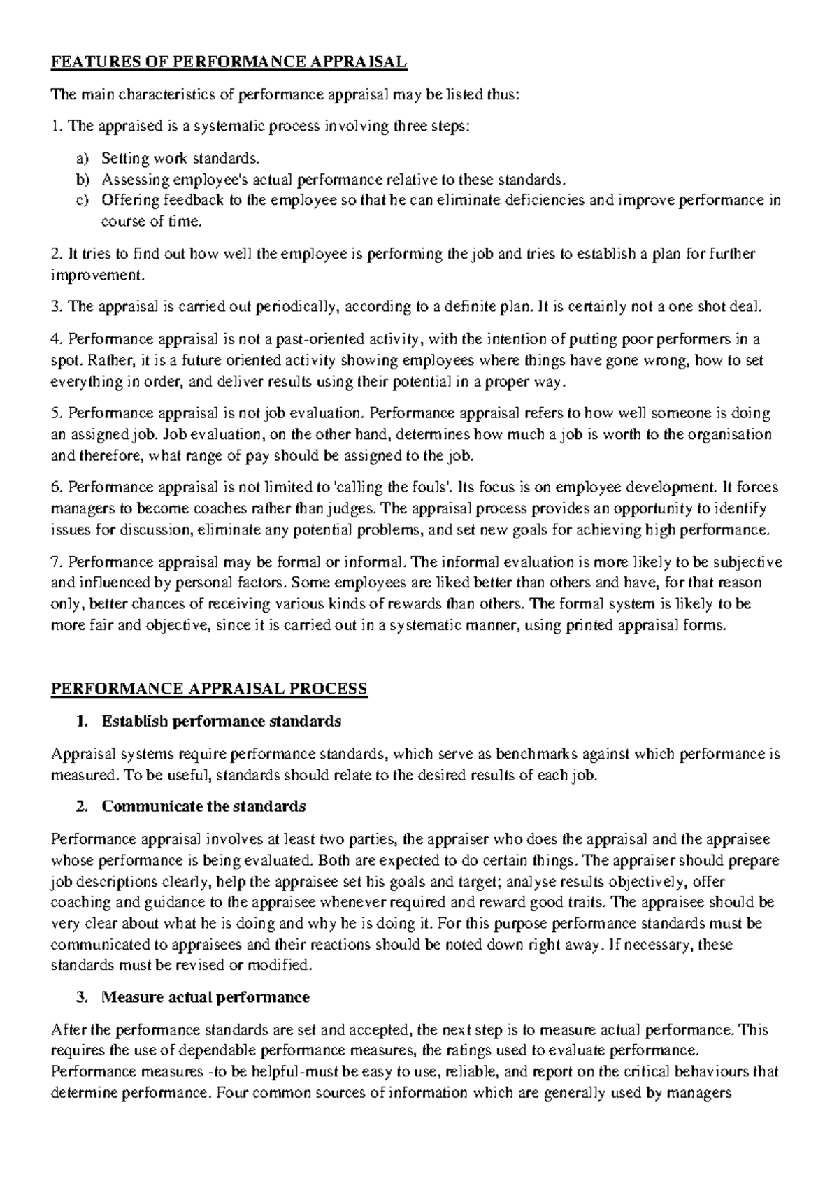 HRM 5: Key Features and Importance of Performance Appraisal - Studocu