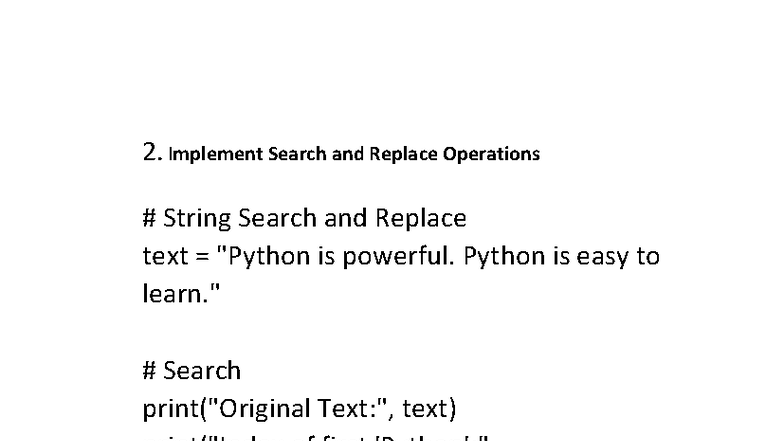 Data, time, input - Implement Search and Replace Operations String ...