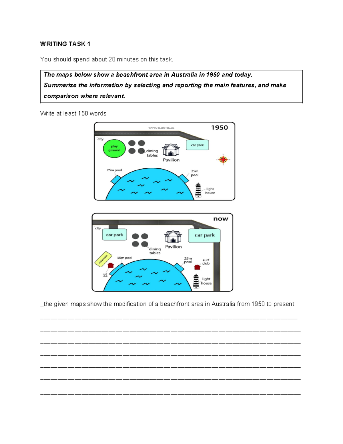 BT Introduction MAP - Writing Task 1: Beachfront Changes in Australia ...