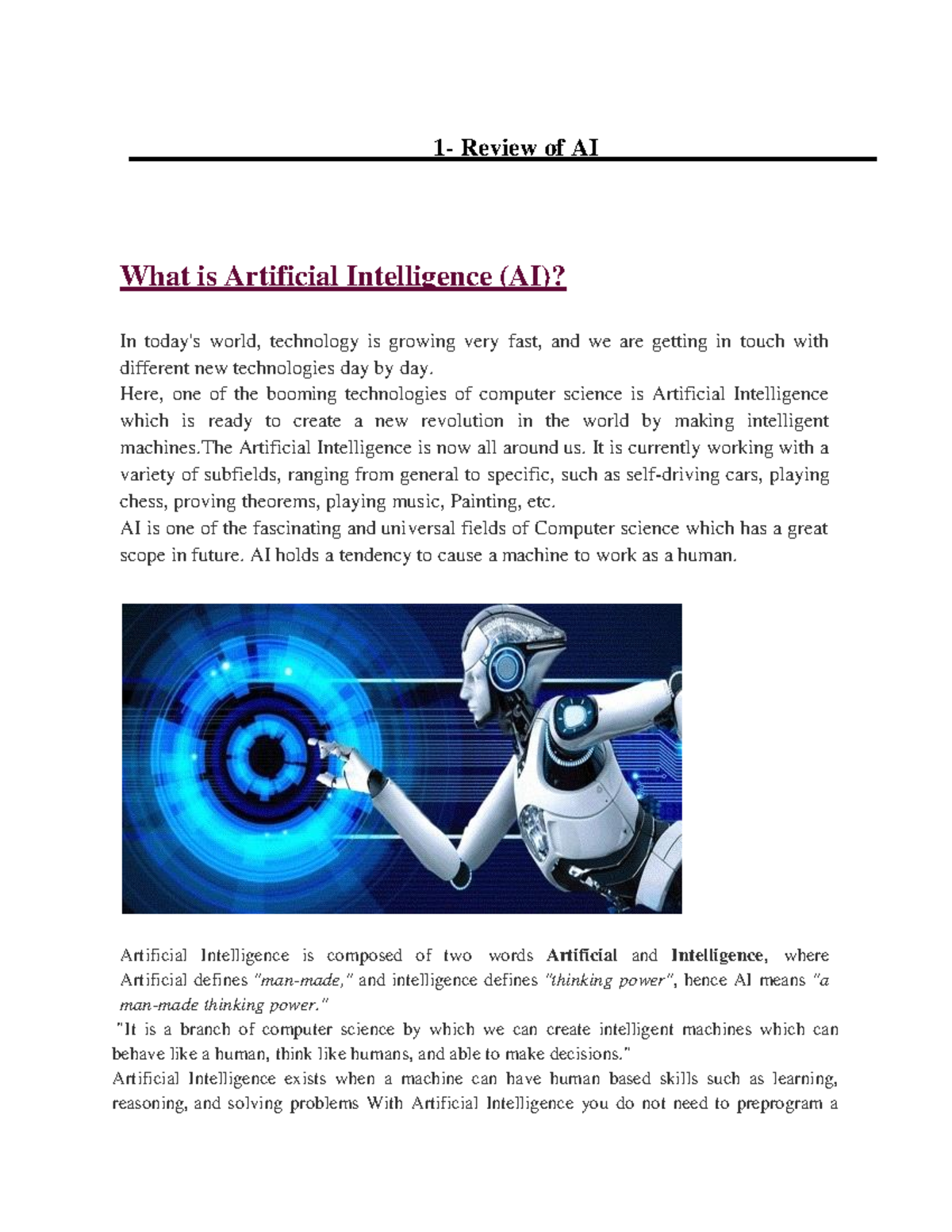 AI Overview: Understanding Artificial Intelligence and Its Impact - Studocu