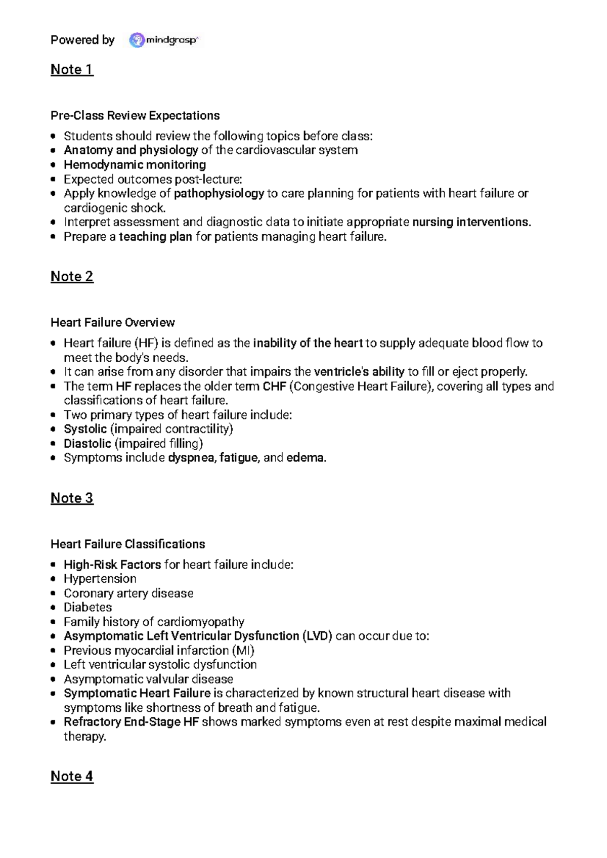 NUR 301 Heart Failure Review: Key Concepts and Management Strategies ...