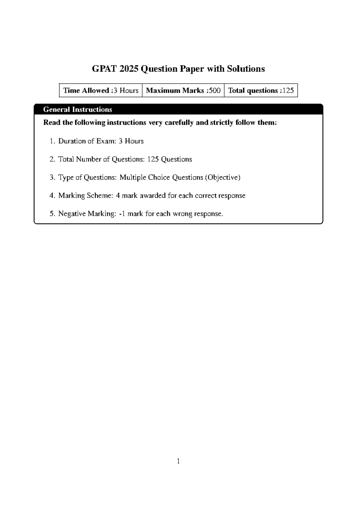 GPAT 2025 Final Exam Question Paper with Solutions - Studocu