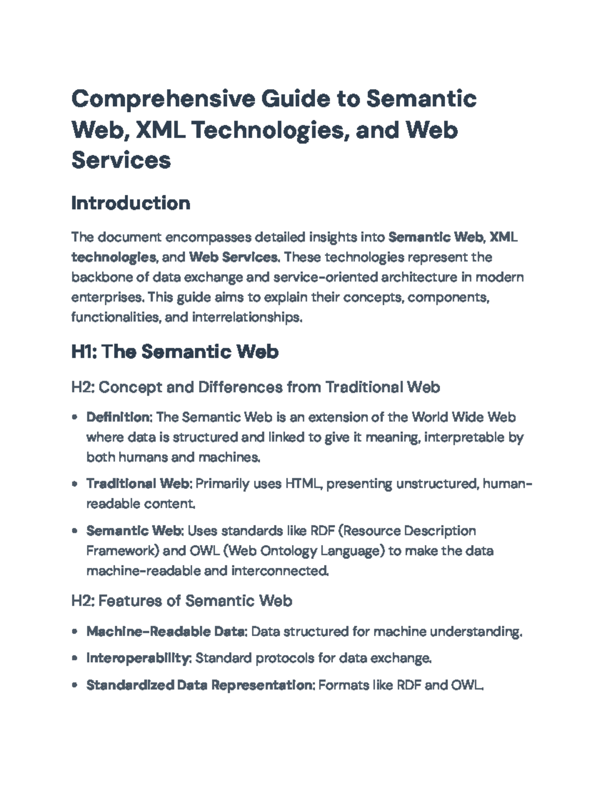 Comprehensive Guide to Semantic Web, XML Technologies & Web Services ...