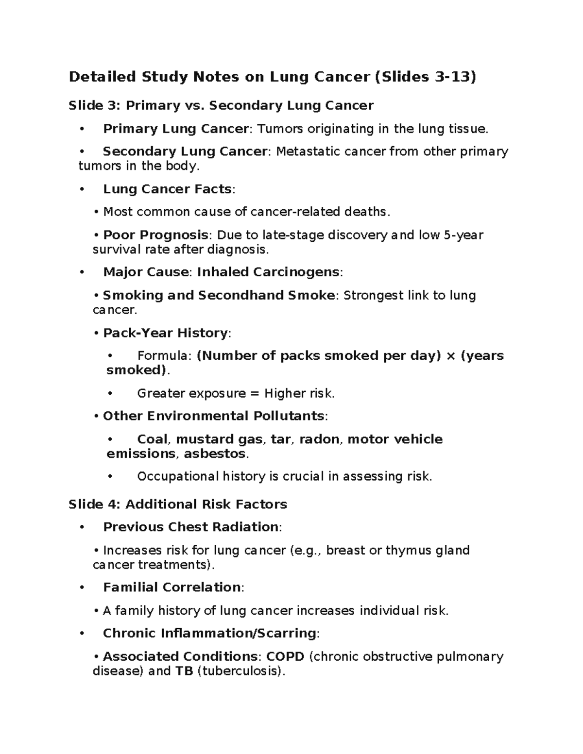 Detailed Notes on Chest Tube Management and Lung Cancer Treatment (NUR ...