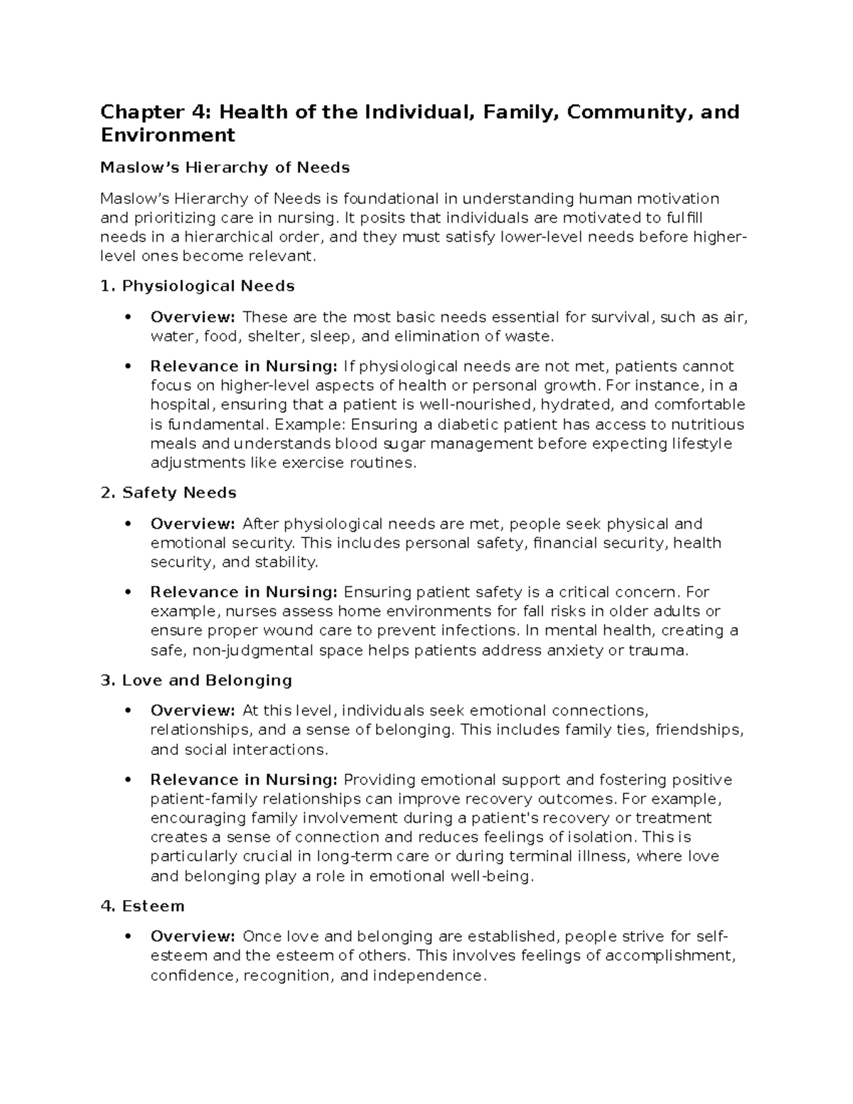 Chapter 4 Health of the Individual Family Community and Environment ...