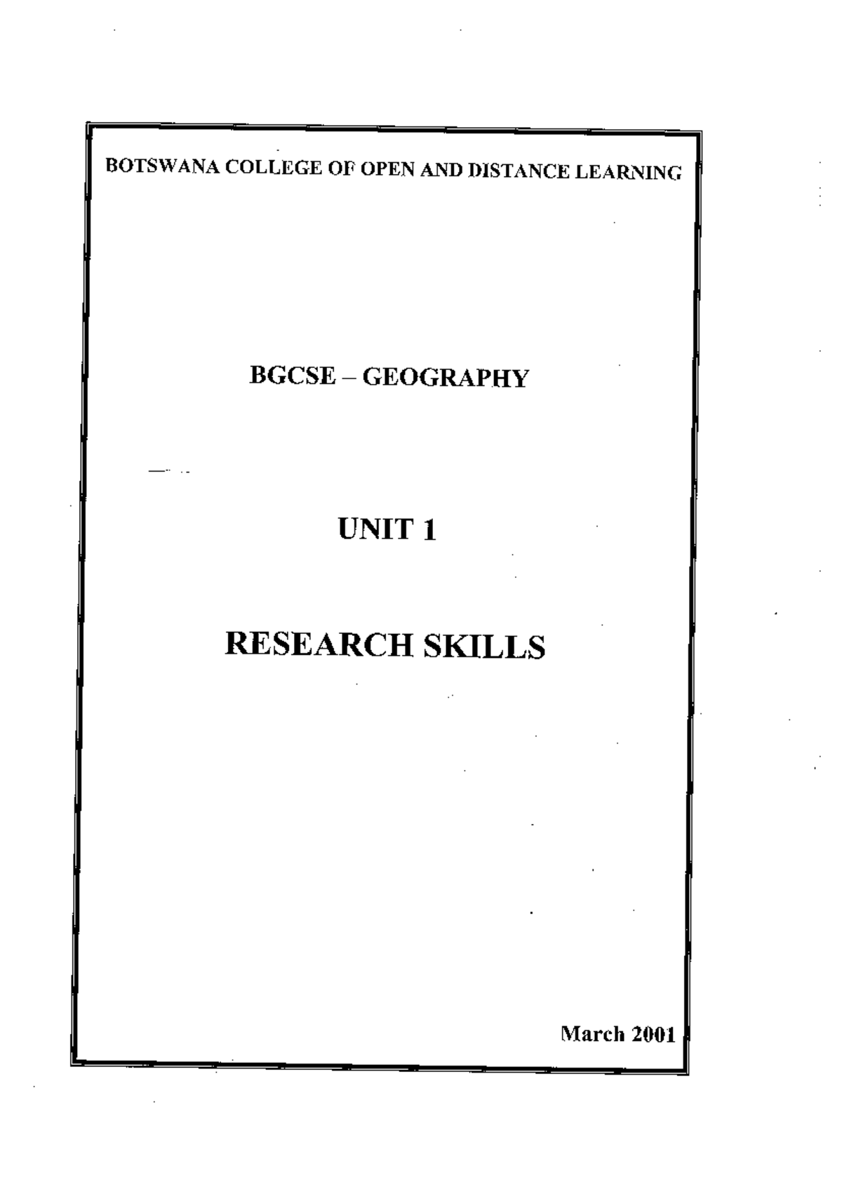 BGCSE Geography Unit 1: Research Skills - Studocu