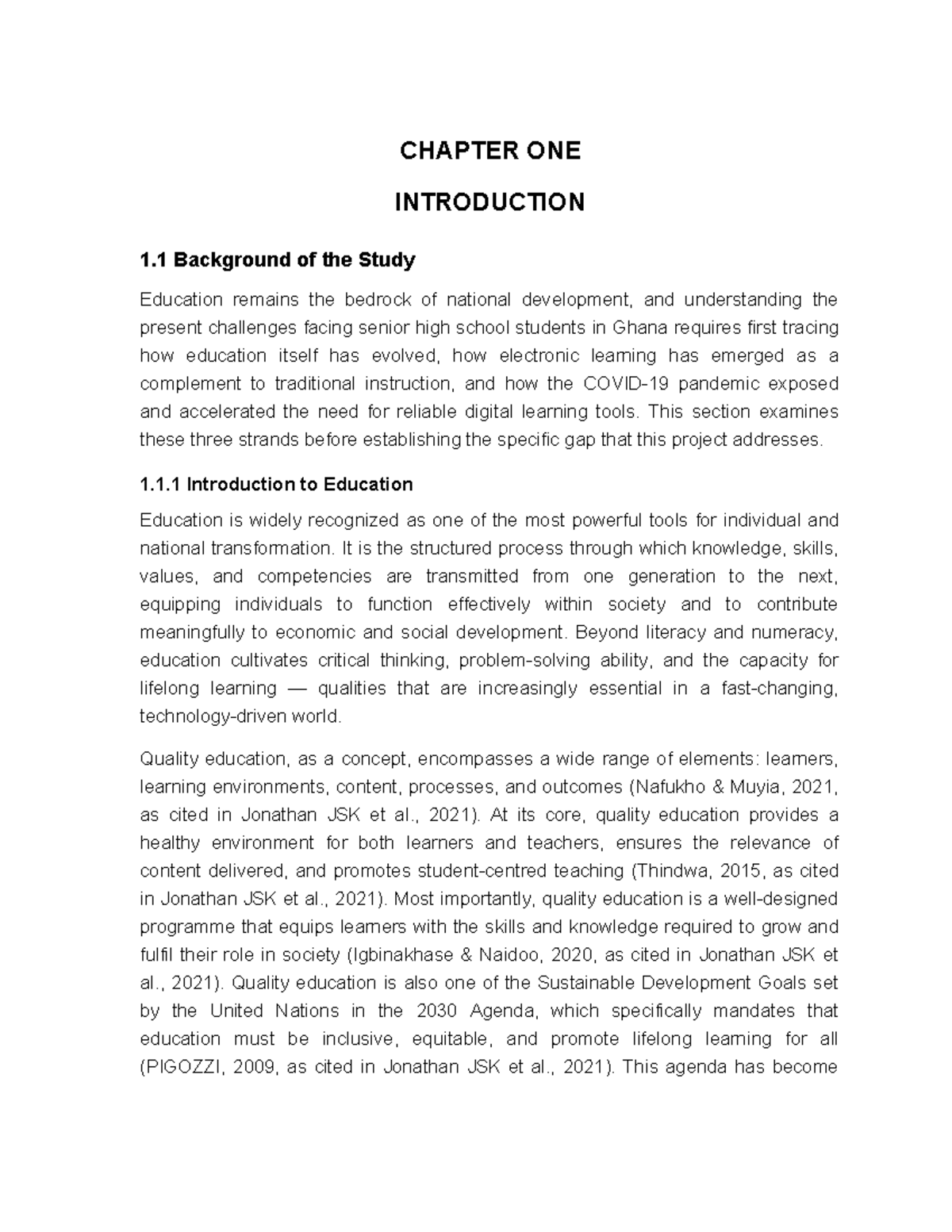 CHAPTER ONE: INTRODUCTION TO DIGITAL LEARNING HUB FOR GHANAIAN SHS ...