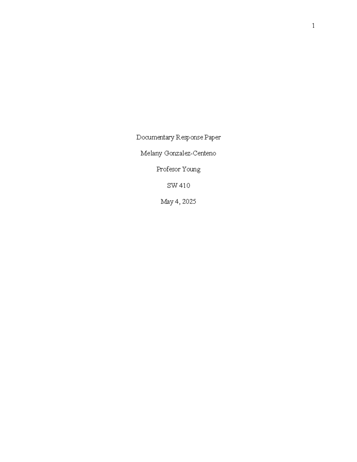 SW 410 Documentary Response Paper: Insights from 