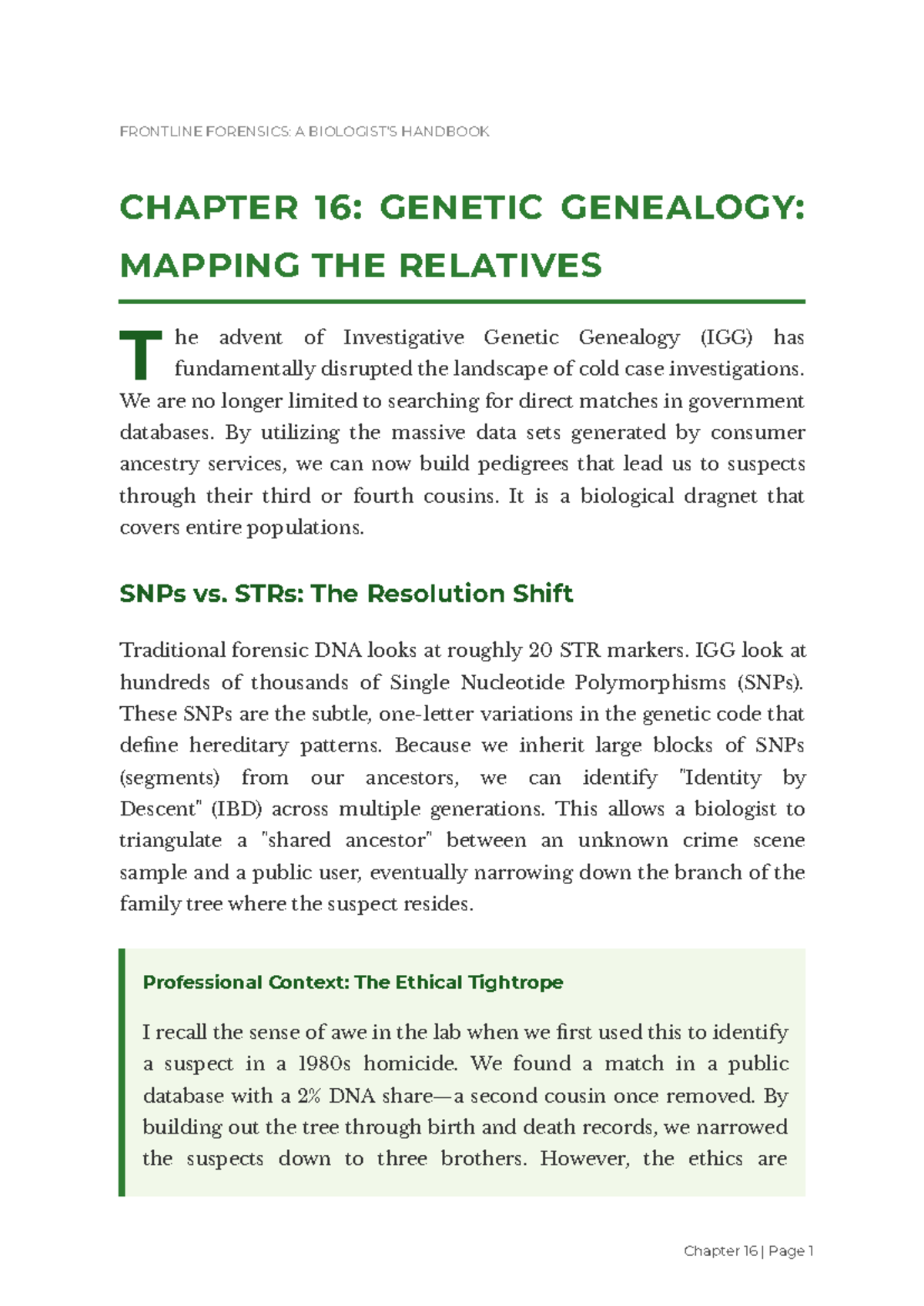 FRONTLINE FORENSICS: CH 16 - GENETIC GENEALOGY & IGG - Studocu
