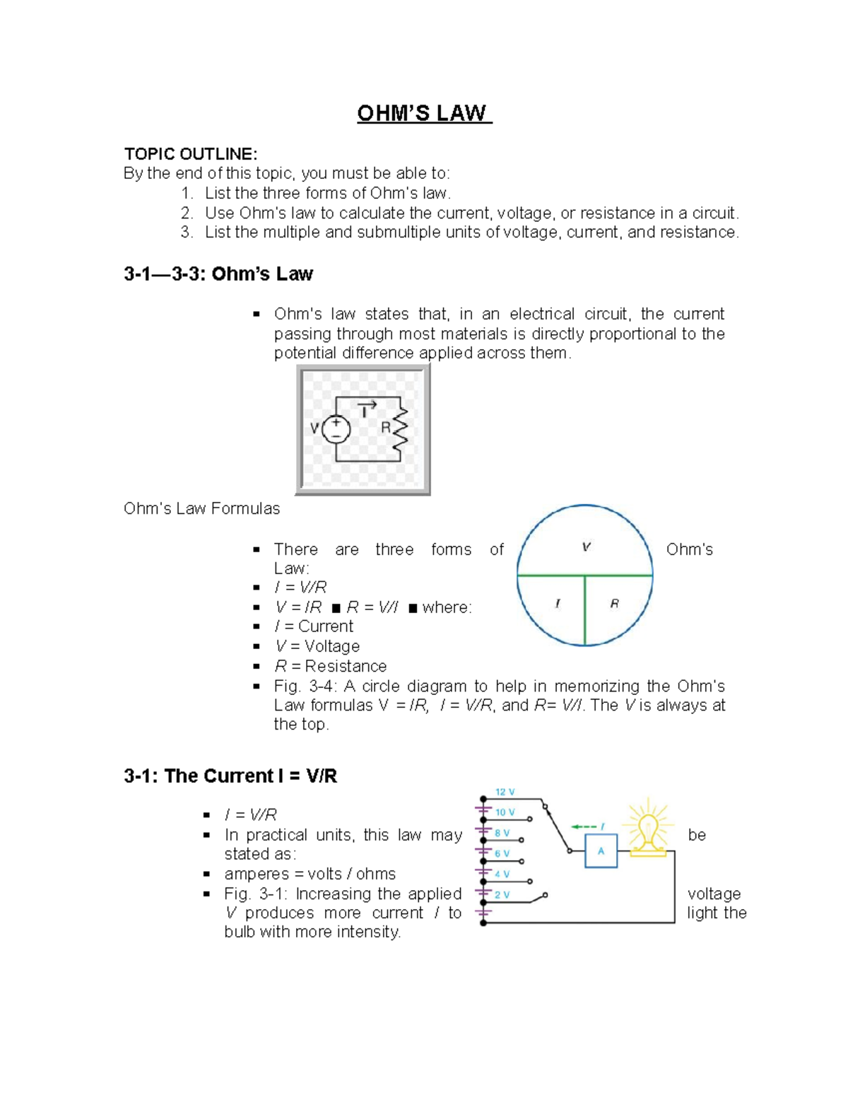Final Exam Notes on OHM’S LAW (EE 101) in Electrical Engineering - Studocu