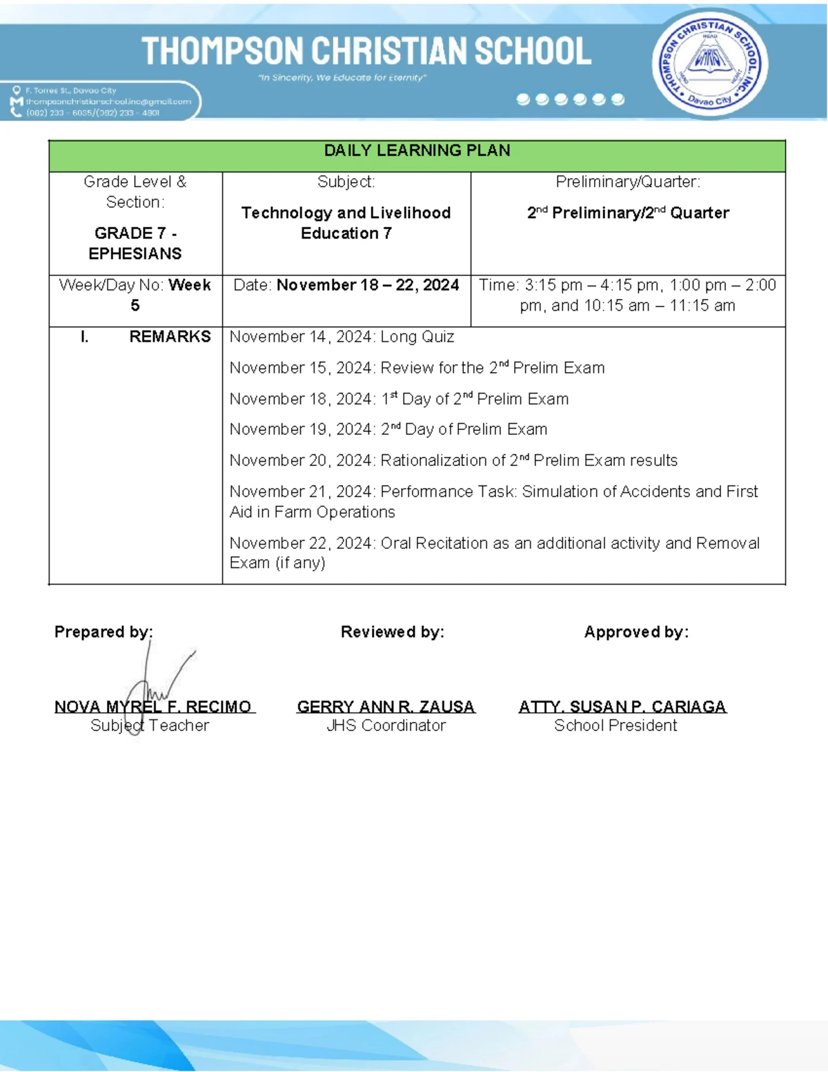 TLE 7 - 2nd Quarter Daily Learning Plan: Poultry Production Week 7 ...