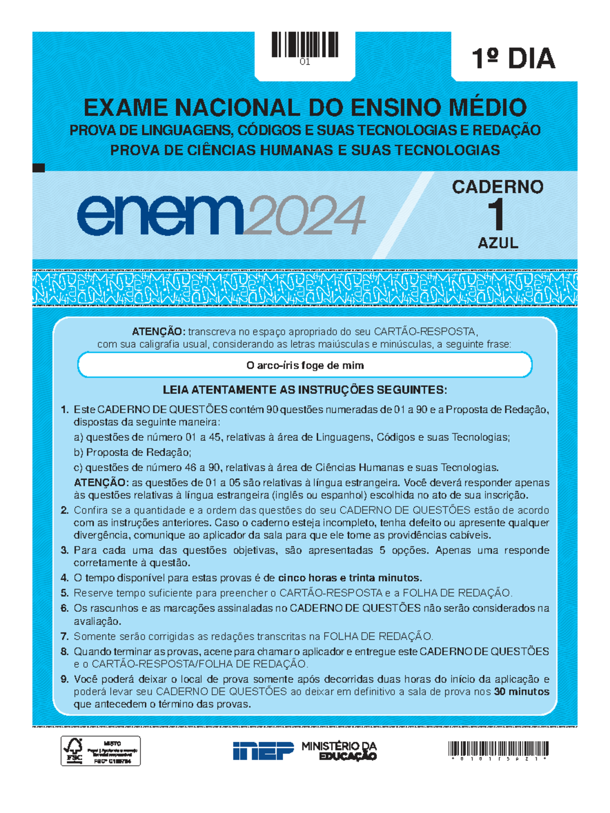 ENEM 2024: Prova de Linguagens, Códigos e suas Tecnologias - 1º Dia ...