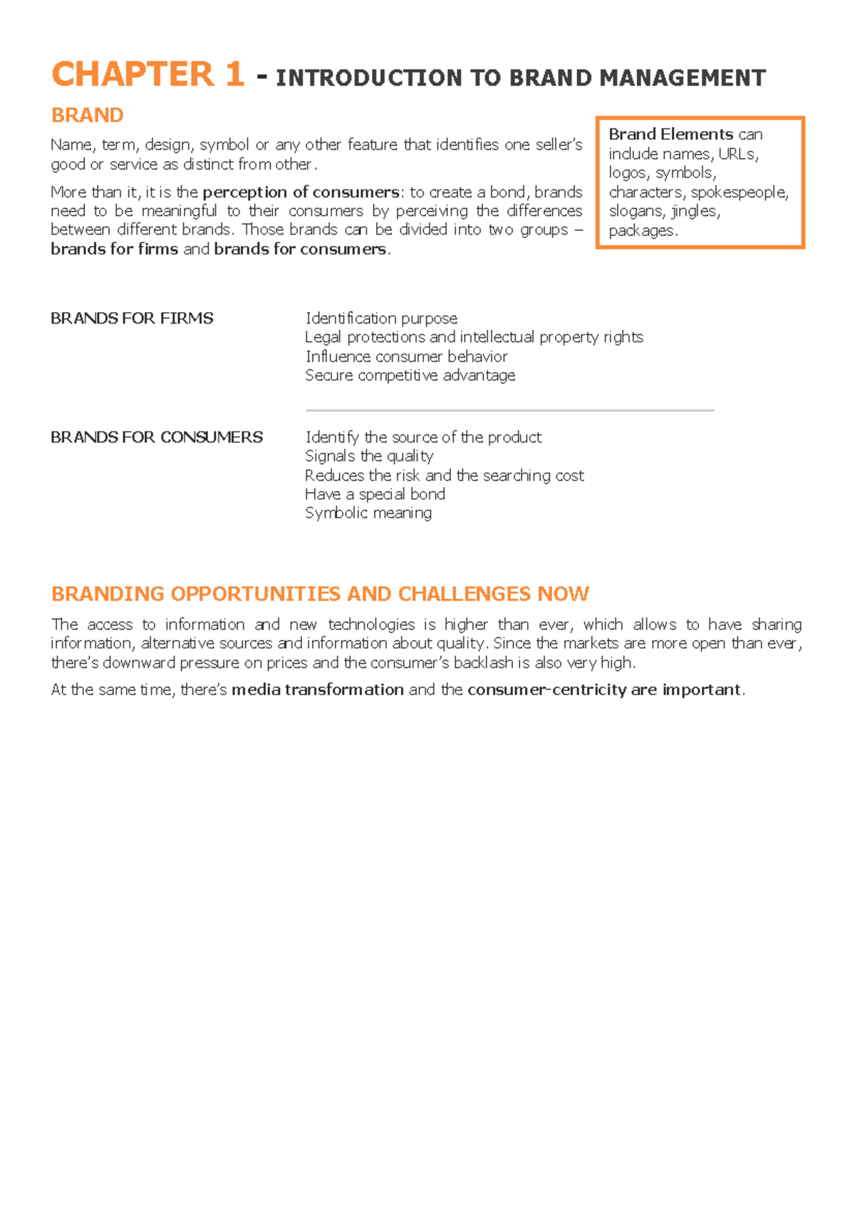 Brand Management Lecture Notes (2021) - Key Concepts and Frameworks ...