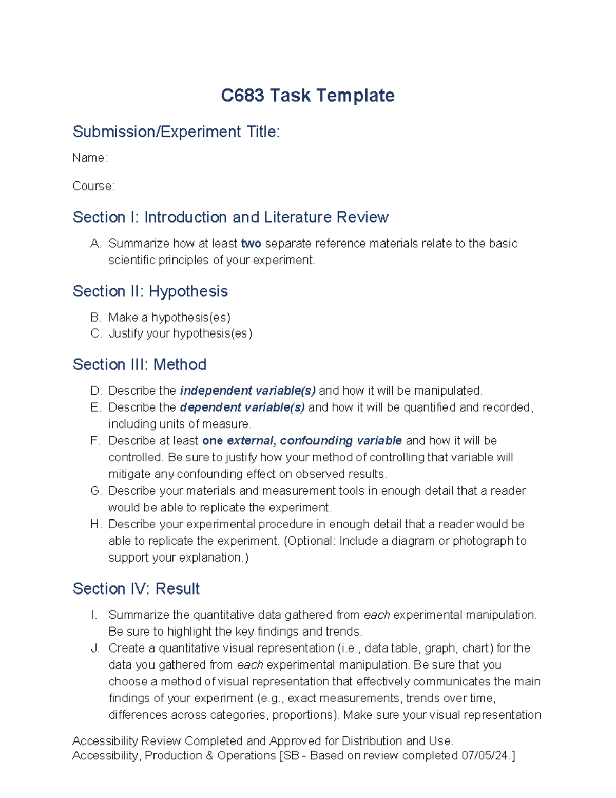 C683 Experiment Proposal Template for Submission and Review - Studocu
