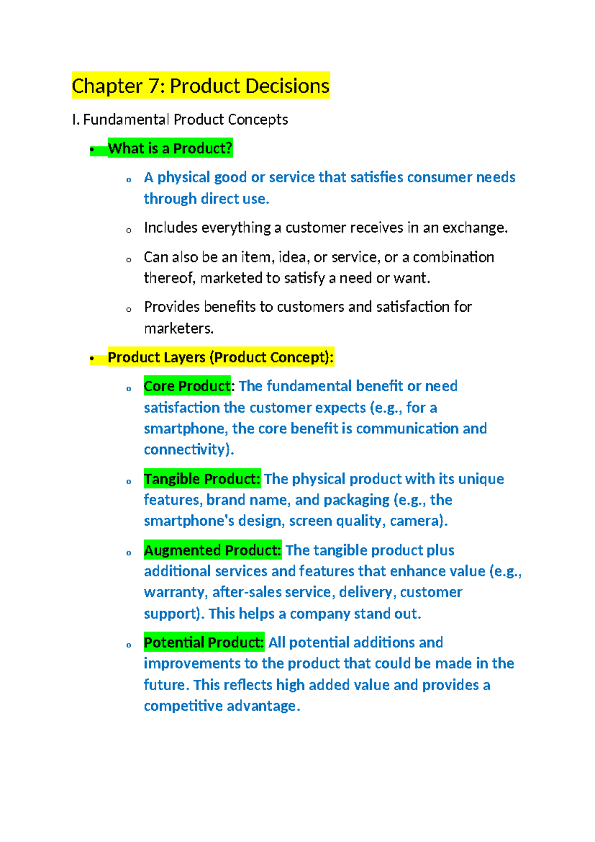 Chapter 7 EBUS: Product Decisions & Fundamental Concepts - Studocu