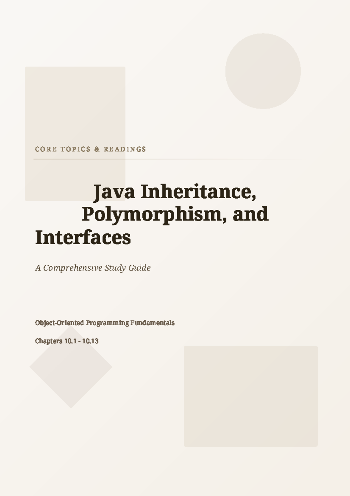 INSY3305 Final Exam Study Guide: Java Inheritance & Polymorphism - Studocu