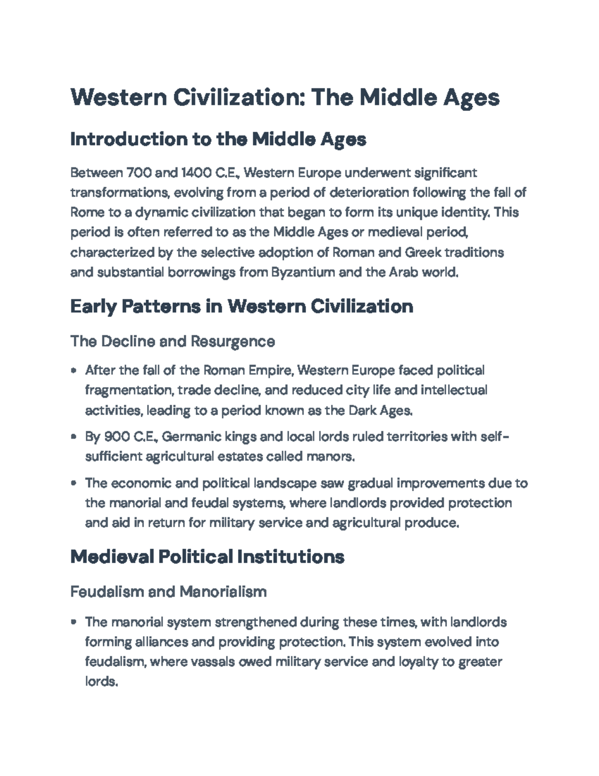 Middle Ages Overview: Political, Cultural, and Economic Transformations ...