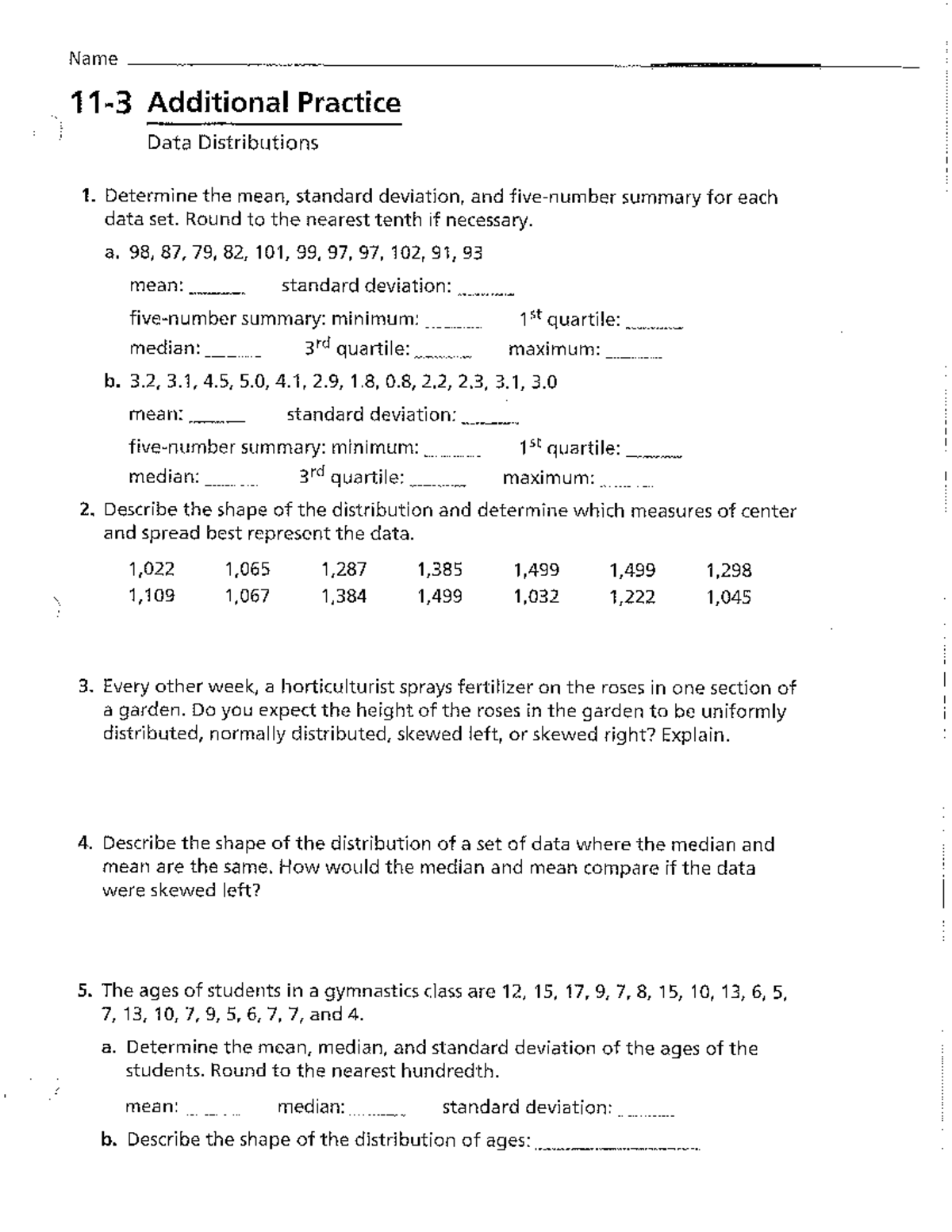 Data Distributions Practice - Stats 20250224085107288 - Studocu