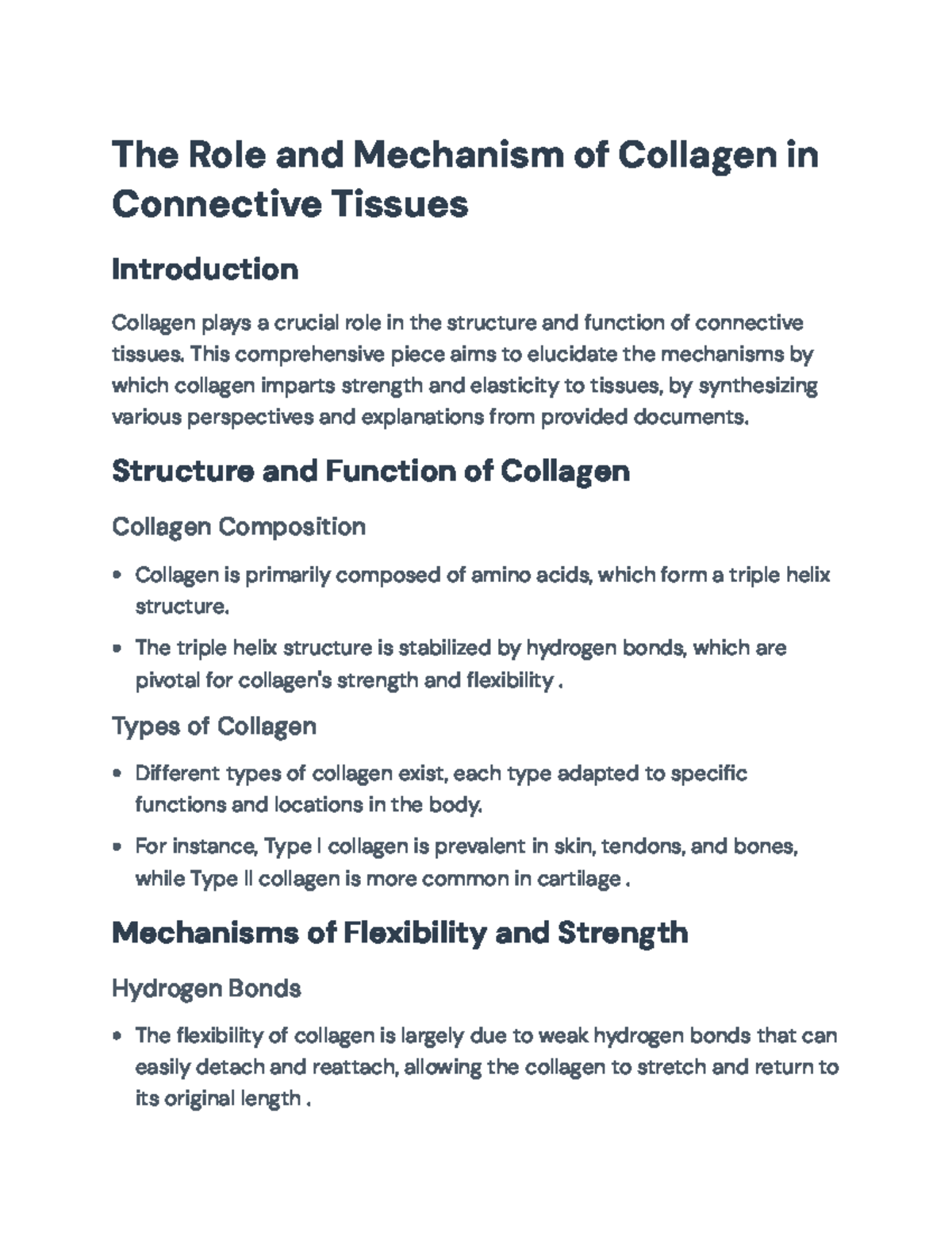 The Role and Mechanism of Collagen in Connective Tissues: An Overview ...