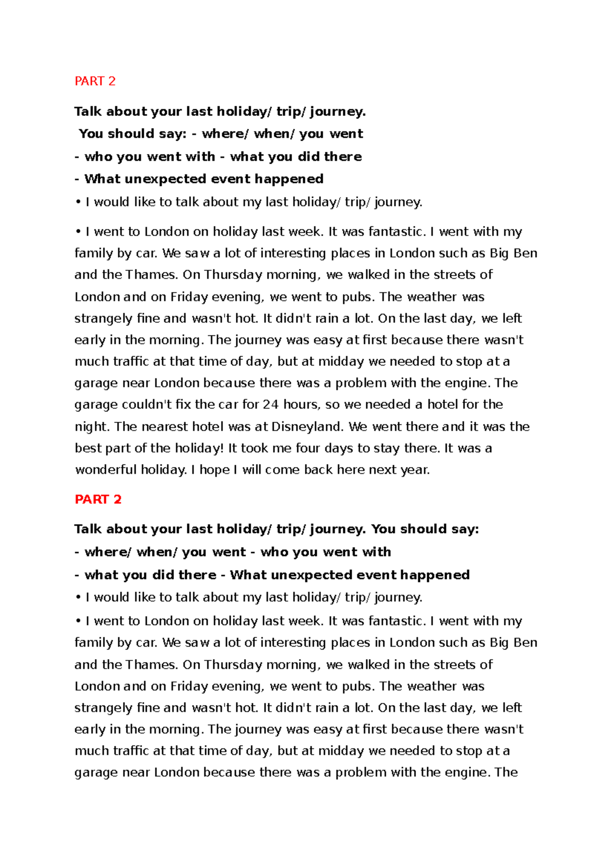 PART 2: My Last Journey to London - Family Holiday Experience - Studocu