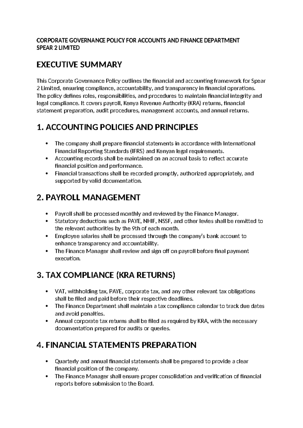 555555555555555555555555 - CORPORATE GOVERNANCE POLICY FOR ACCOUNTS AND ...