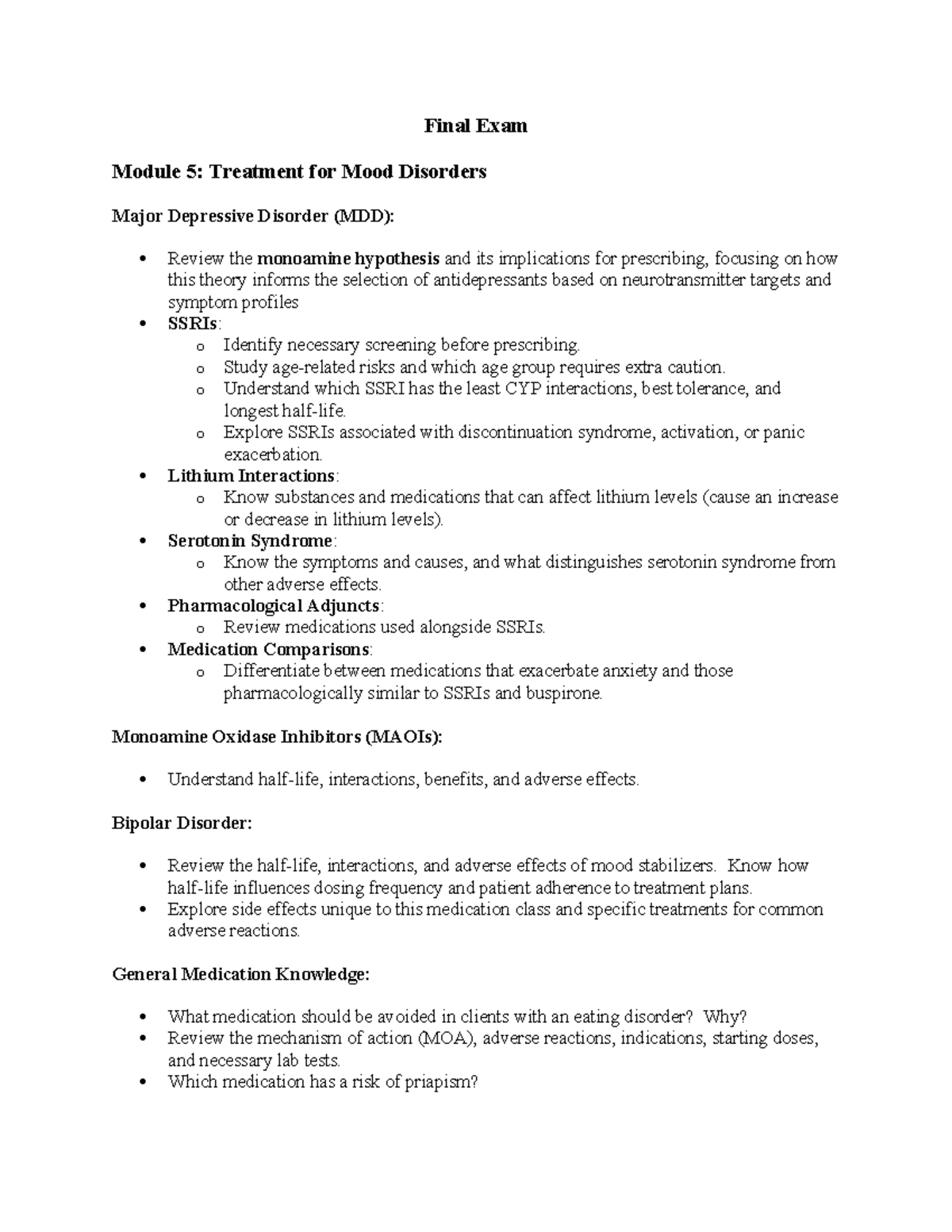 NR 546 Final Exam Study Guide: Mood Disorders & Treatment Insights ...