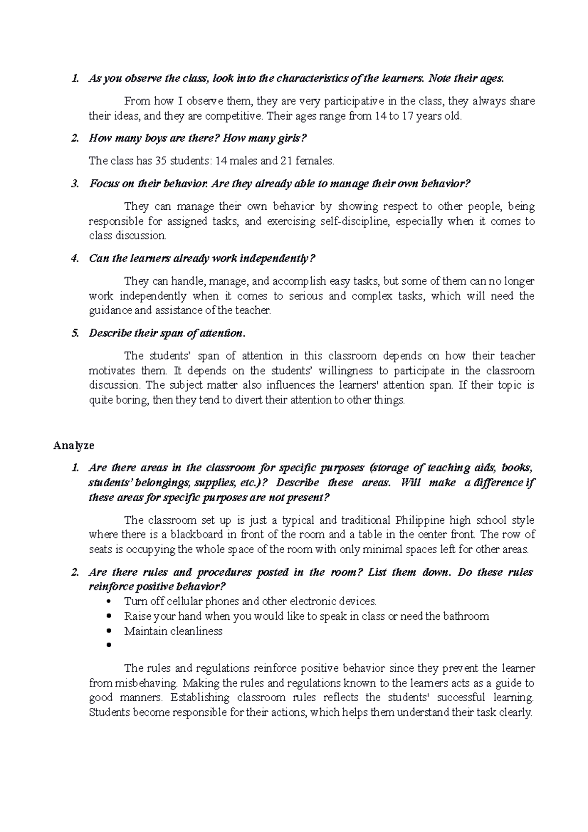 Field Study 1: Classroom Observation Episode 5 Analysis - Studocu